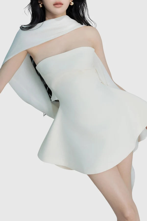 Calwa Scarf Strapless Flare Mini Dress