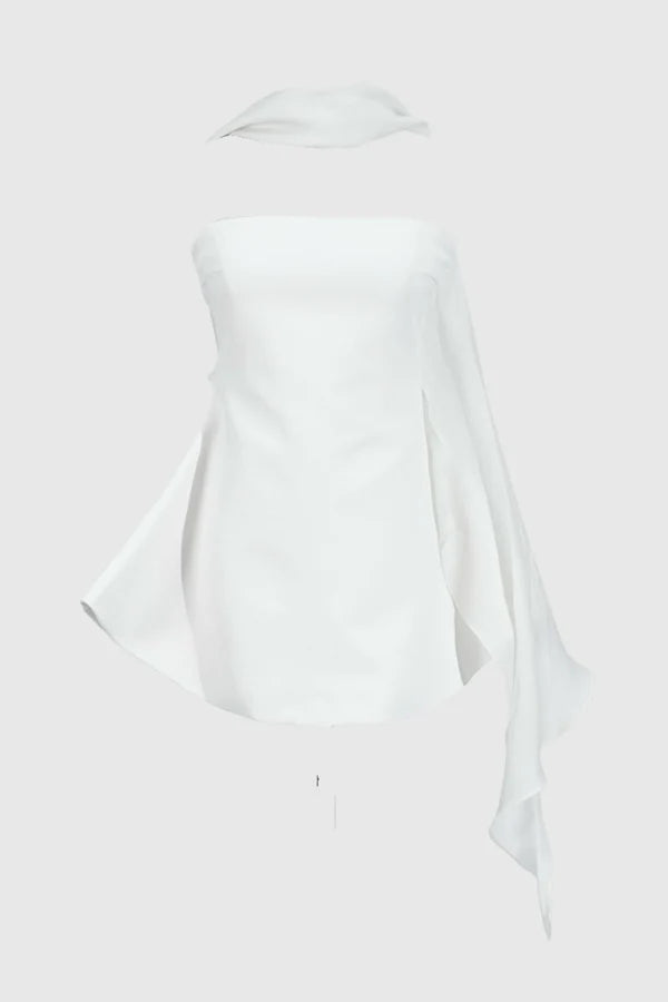 Calwa Scarf Strapless Flare Mini Dress
