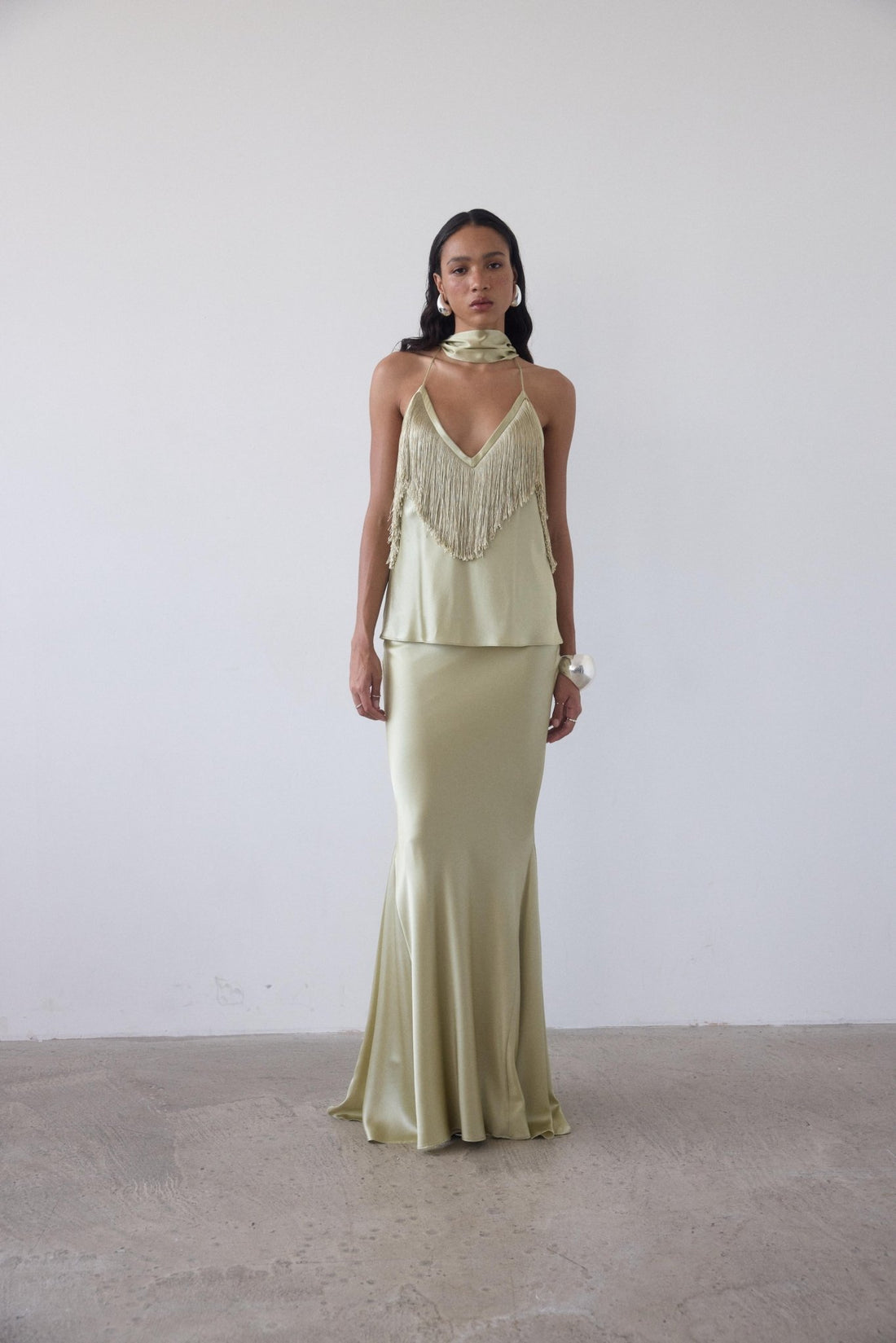 SIROCCO TOP IN SAND SILK SATIN
