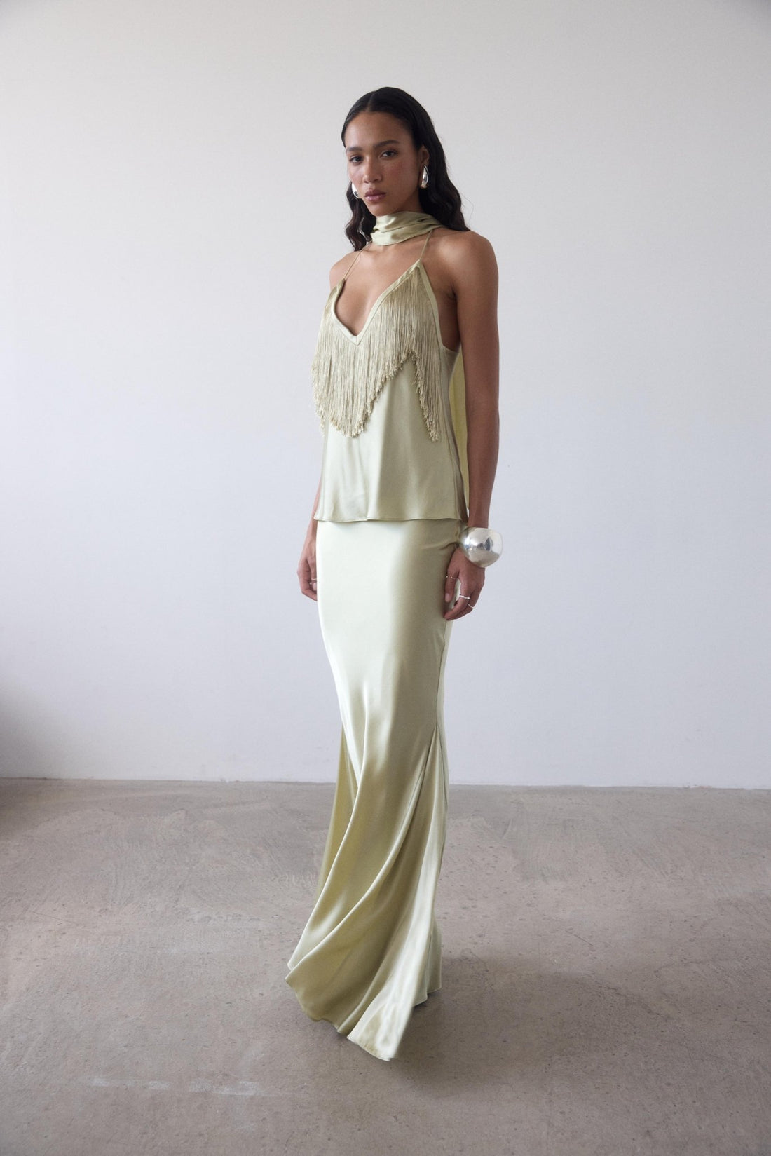 SIROCCO TOP IN SAND SILK SATIN