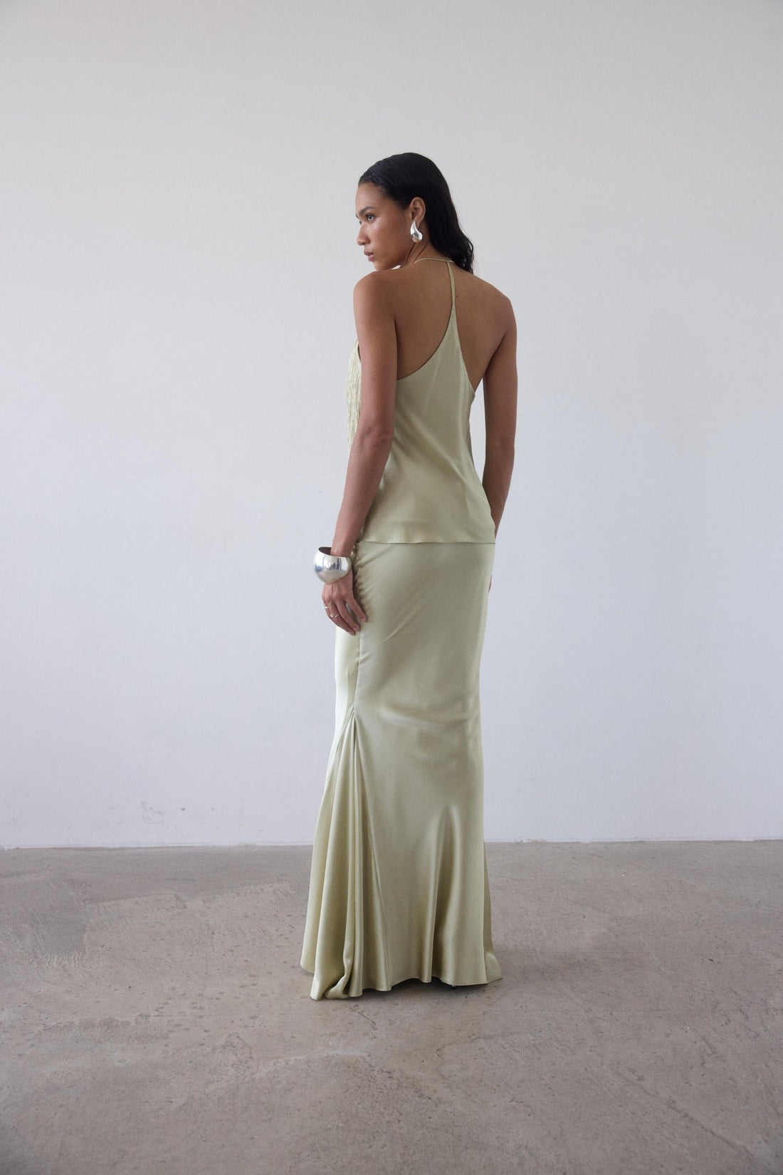 SIROCCO TOP IN SAND SILK SATIN