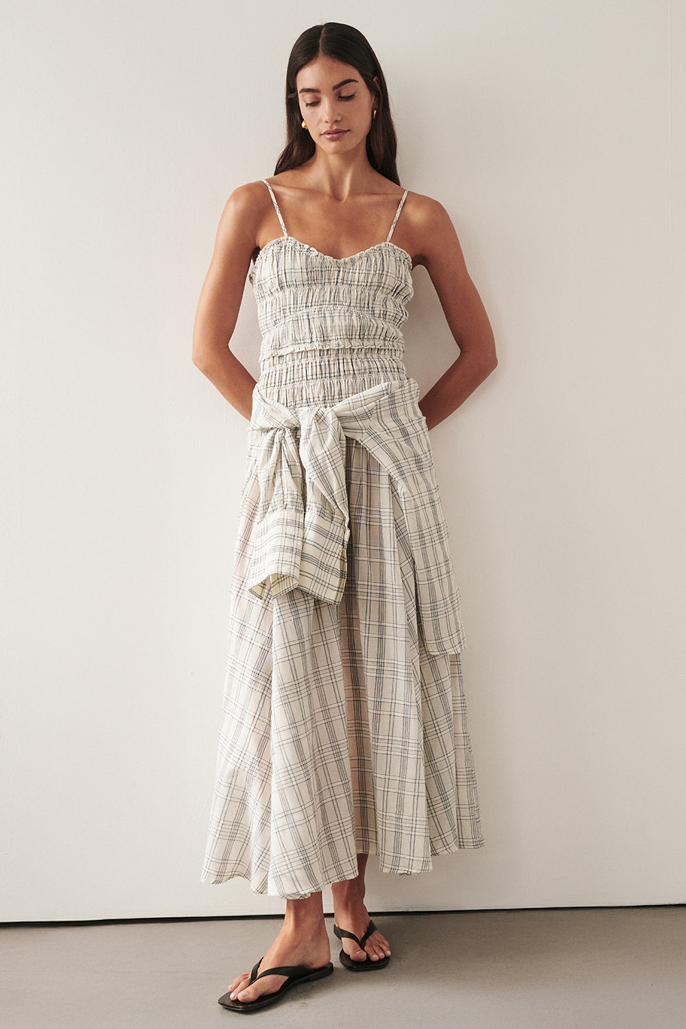 PETRA OFF WHITE CHECK MIDI DRESS 1