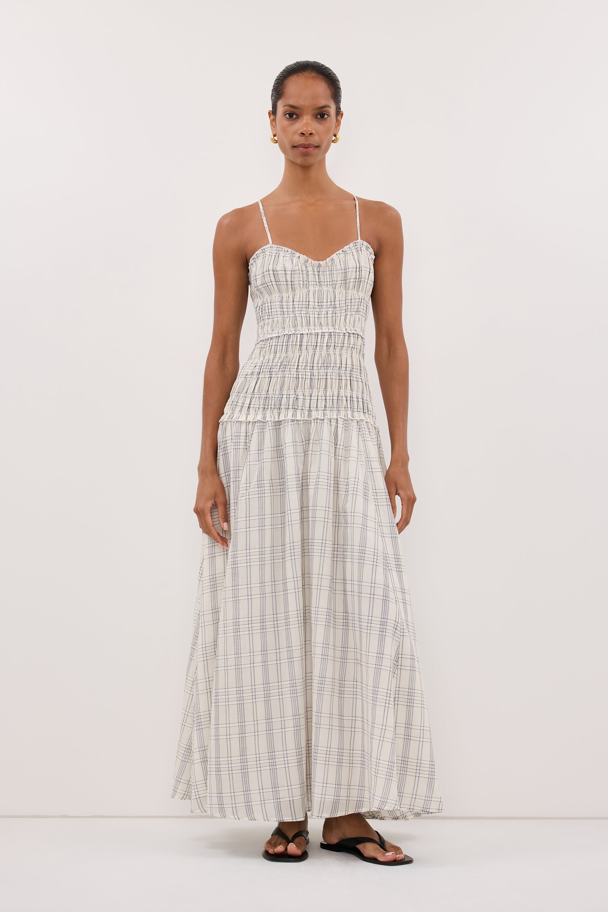 PETRA OFF WHITE CHECK MIDI DRESS 3