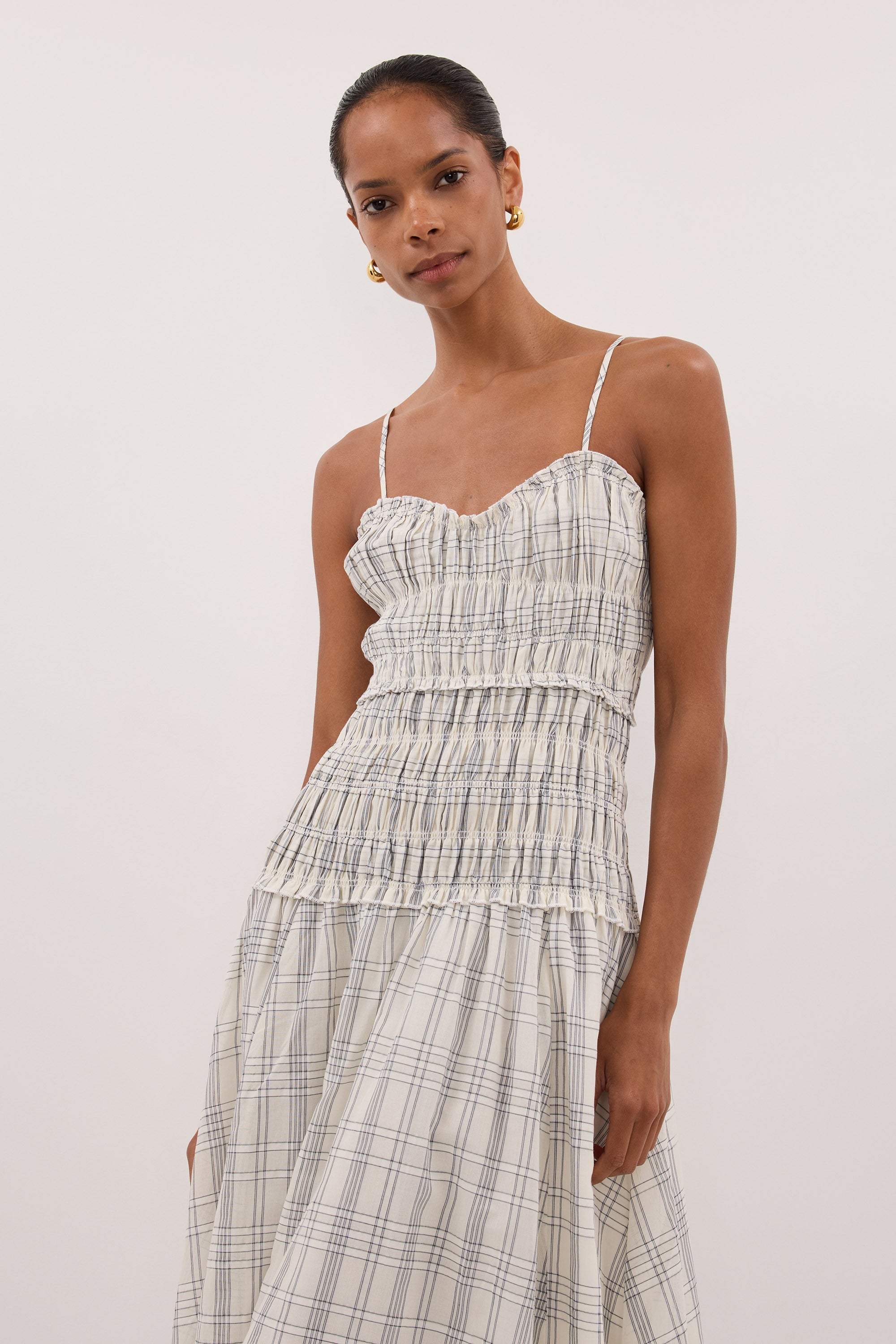 PETRA OFF WHITE CHECK MIDI DRESS 2