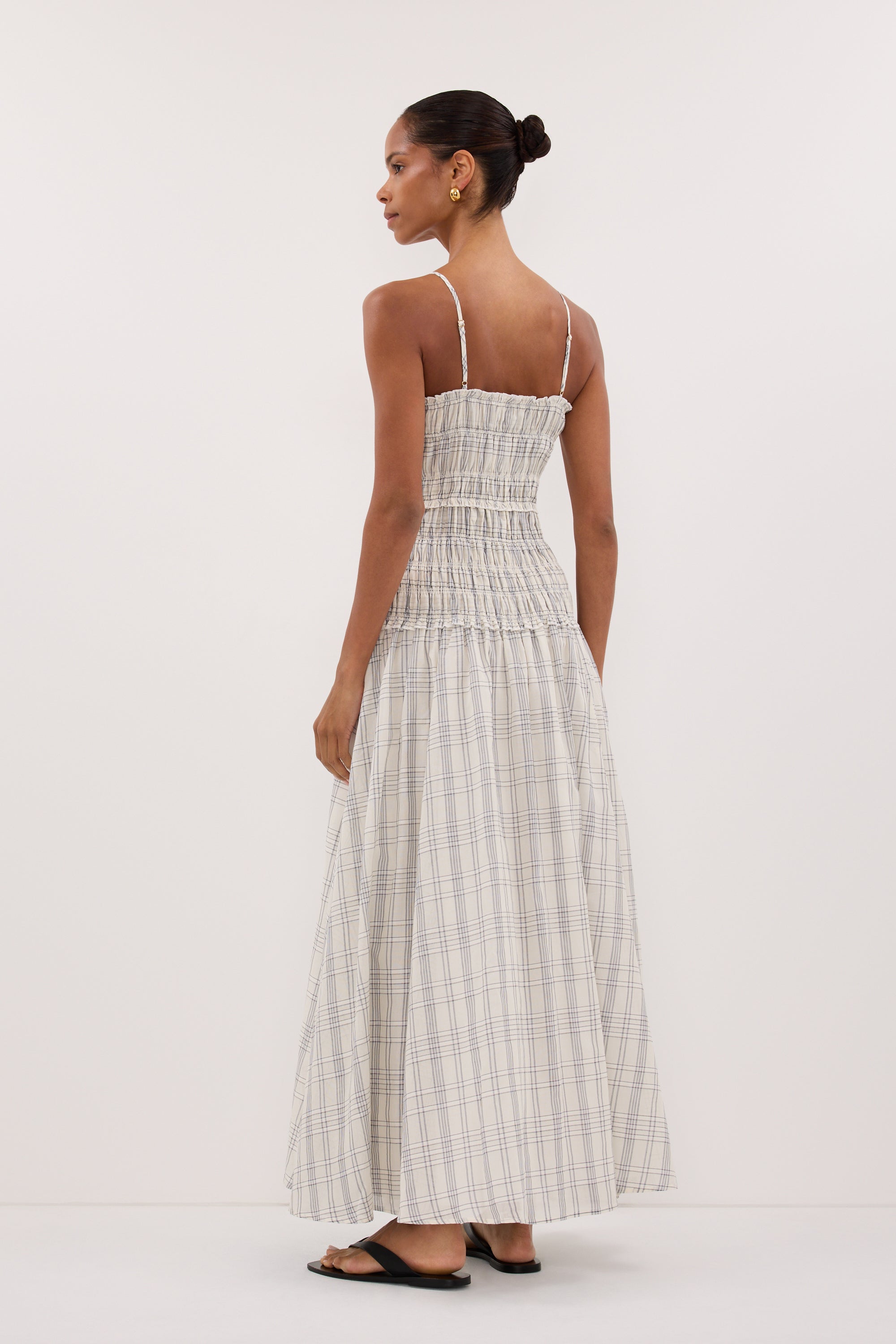 PETRA OFF WHITE CHECK MIDI DRESS 5
