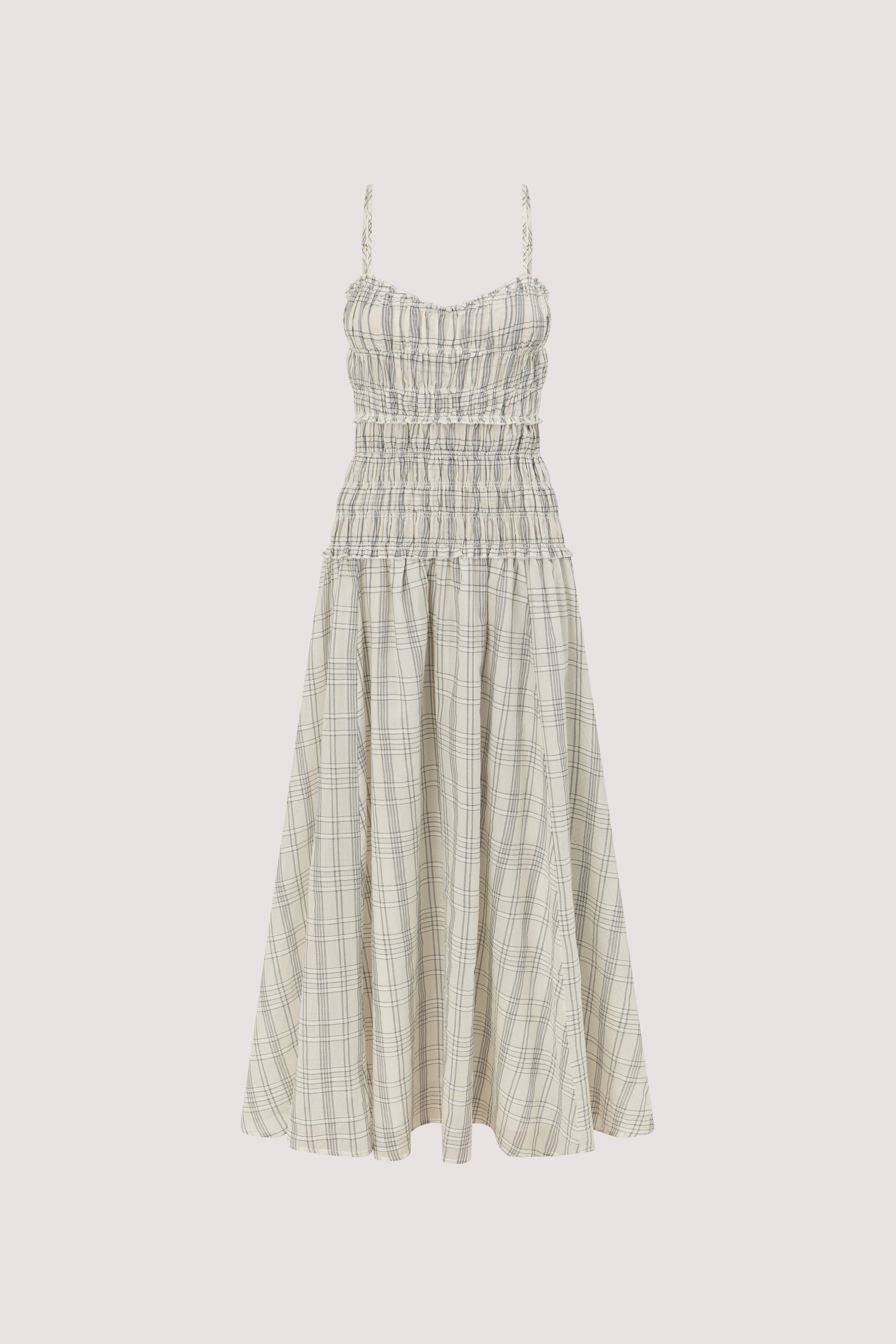 PETRA OFF WHITE CHECK MIDI DRESS 7