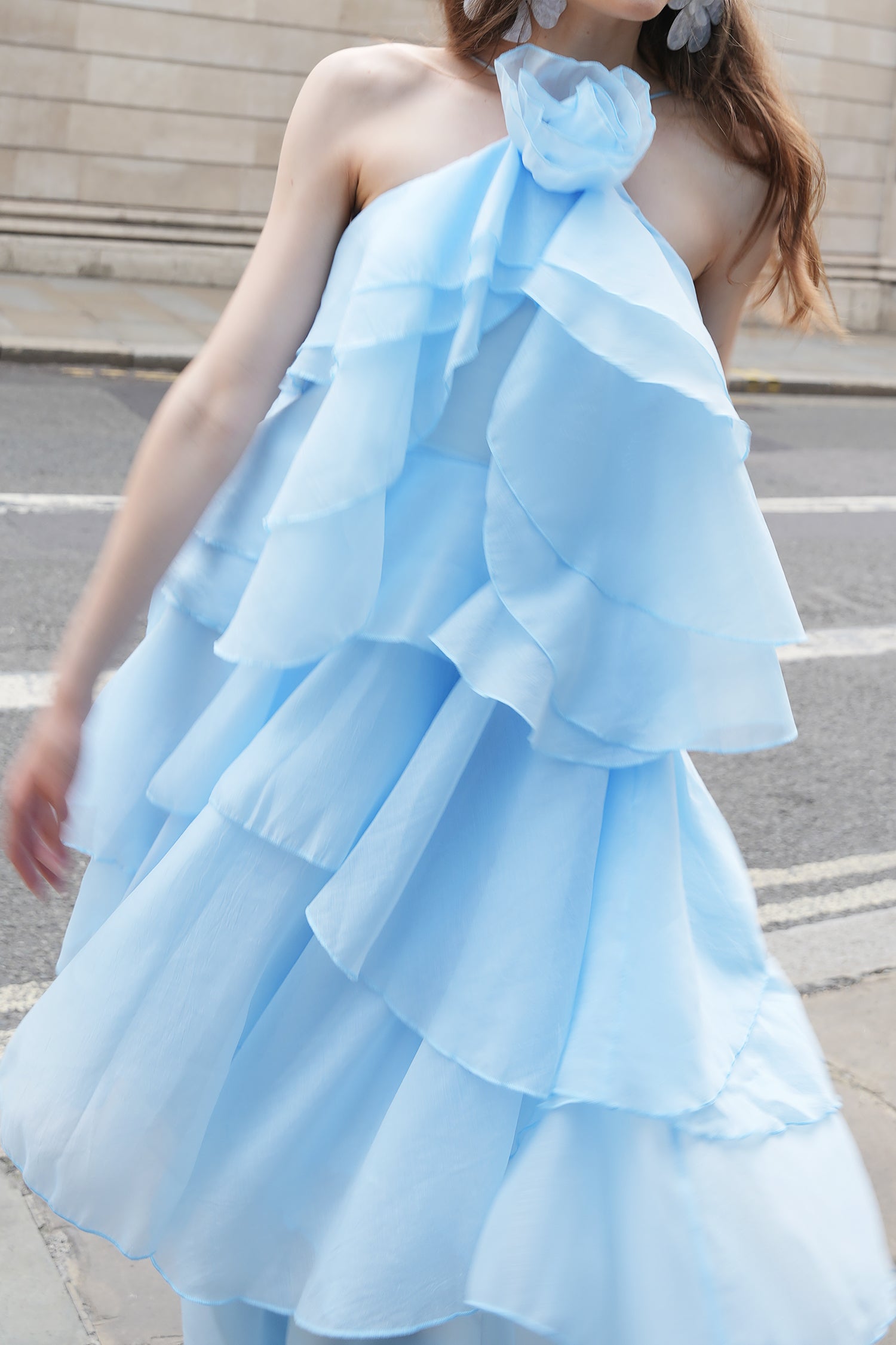 Shirley Sleeveless Flower Folds Maxi Dress