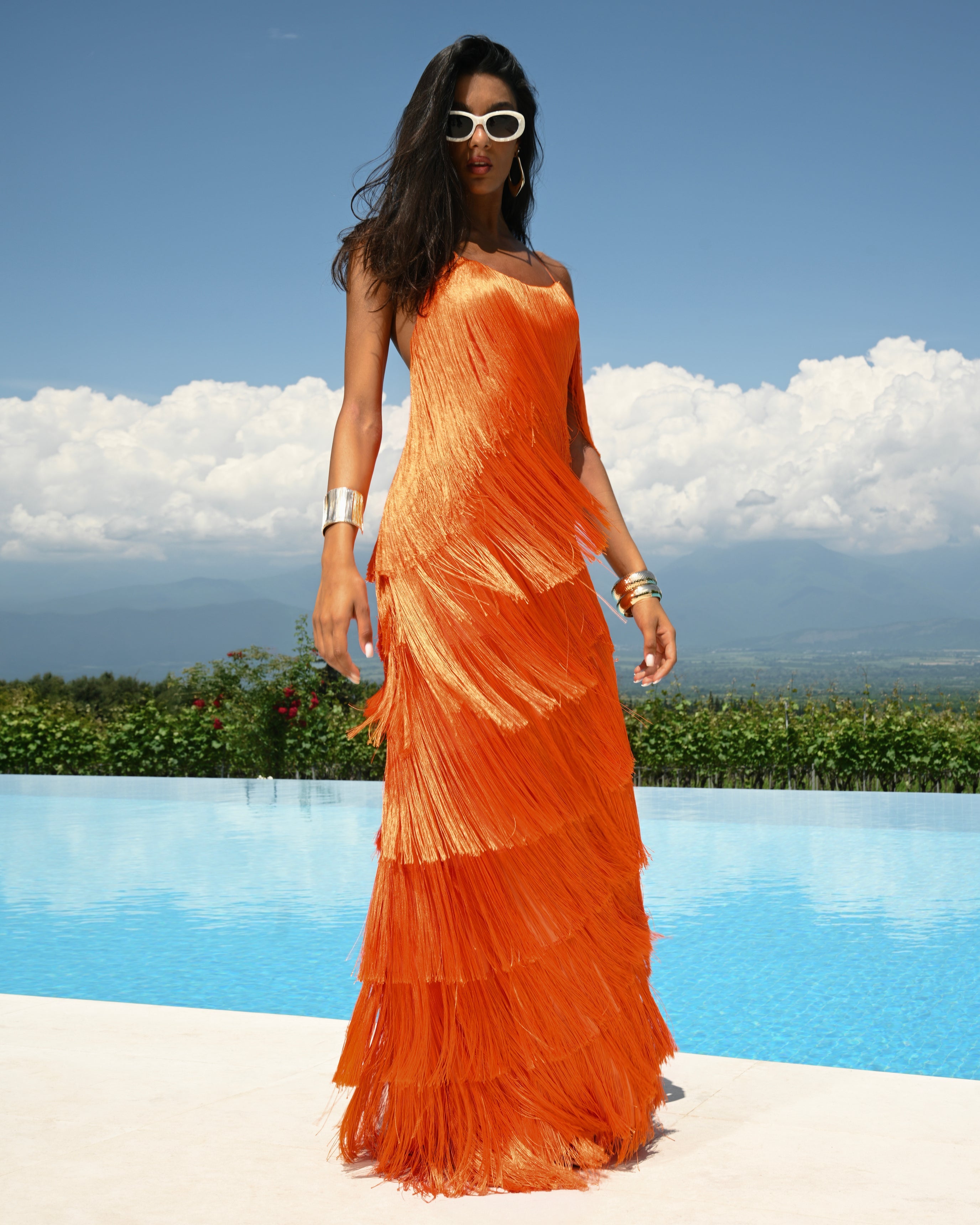 Lena Sunset Orange Dress 1