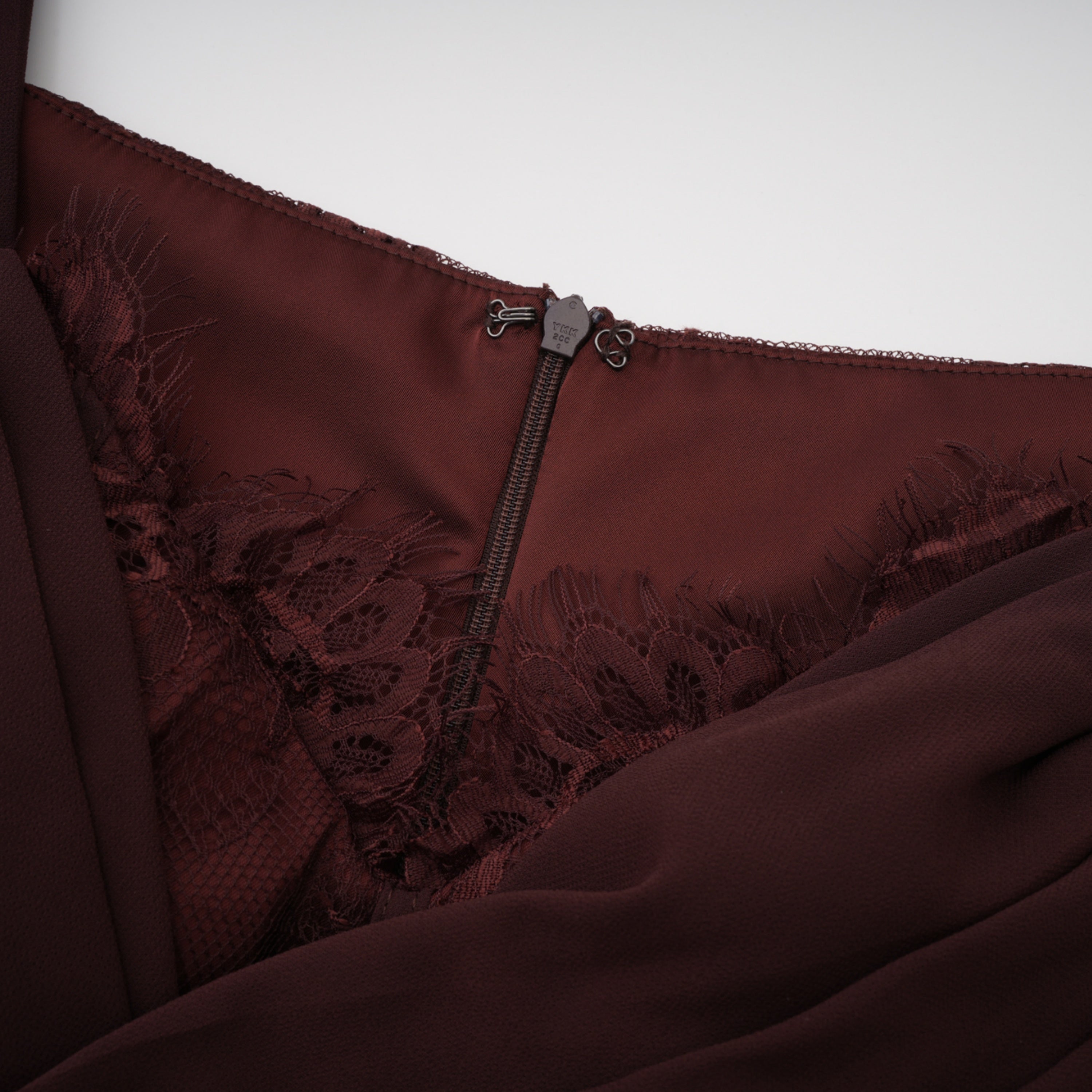 Eponine Brown Lace Ruched Off-Shoulder Maxi Dress