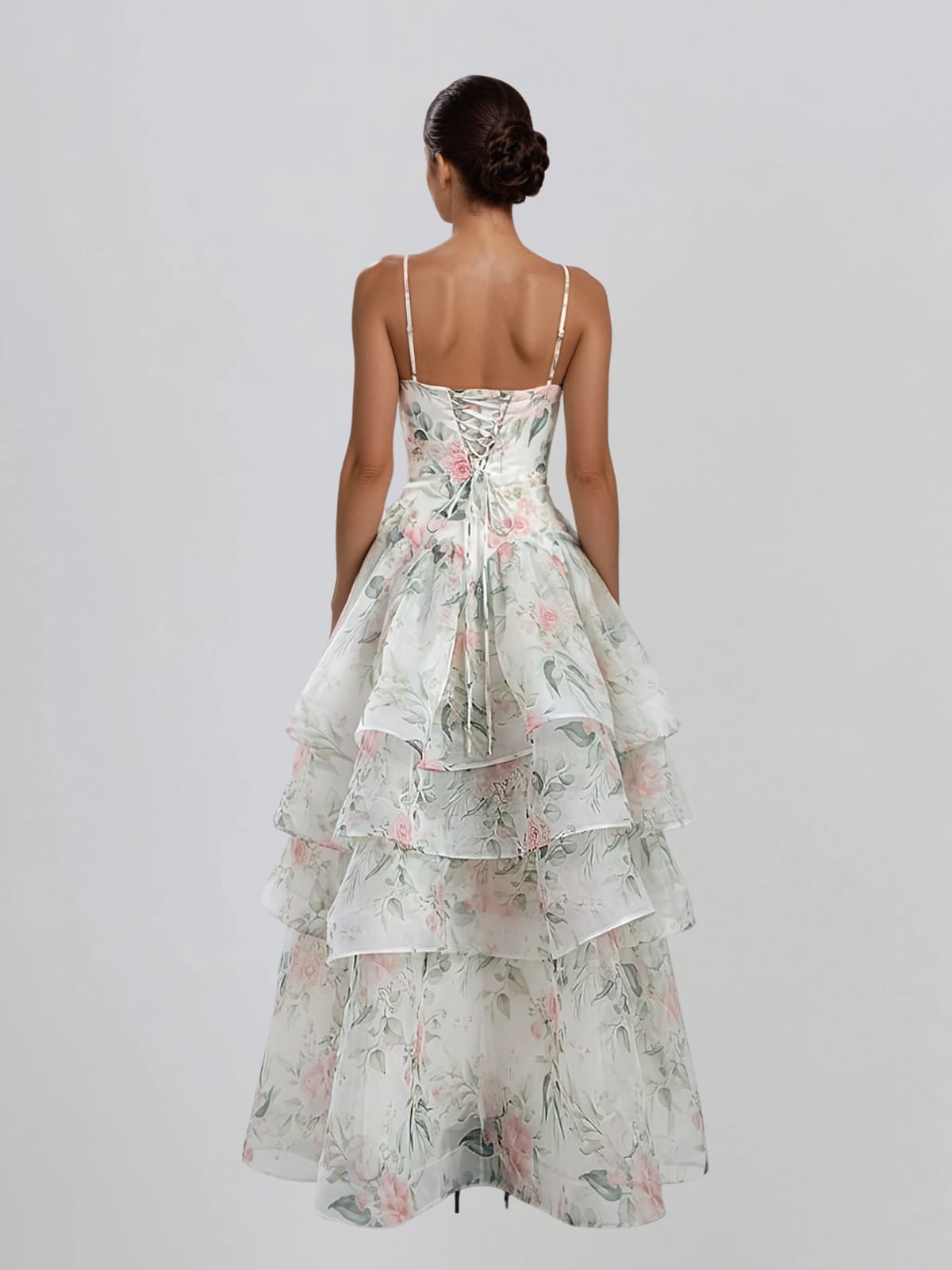 Fyraxen Spaghetti Floral Tiered Maxi Dress 4