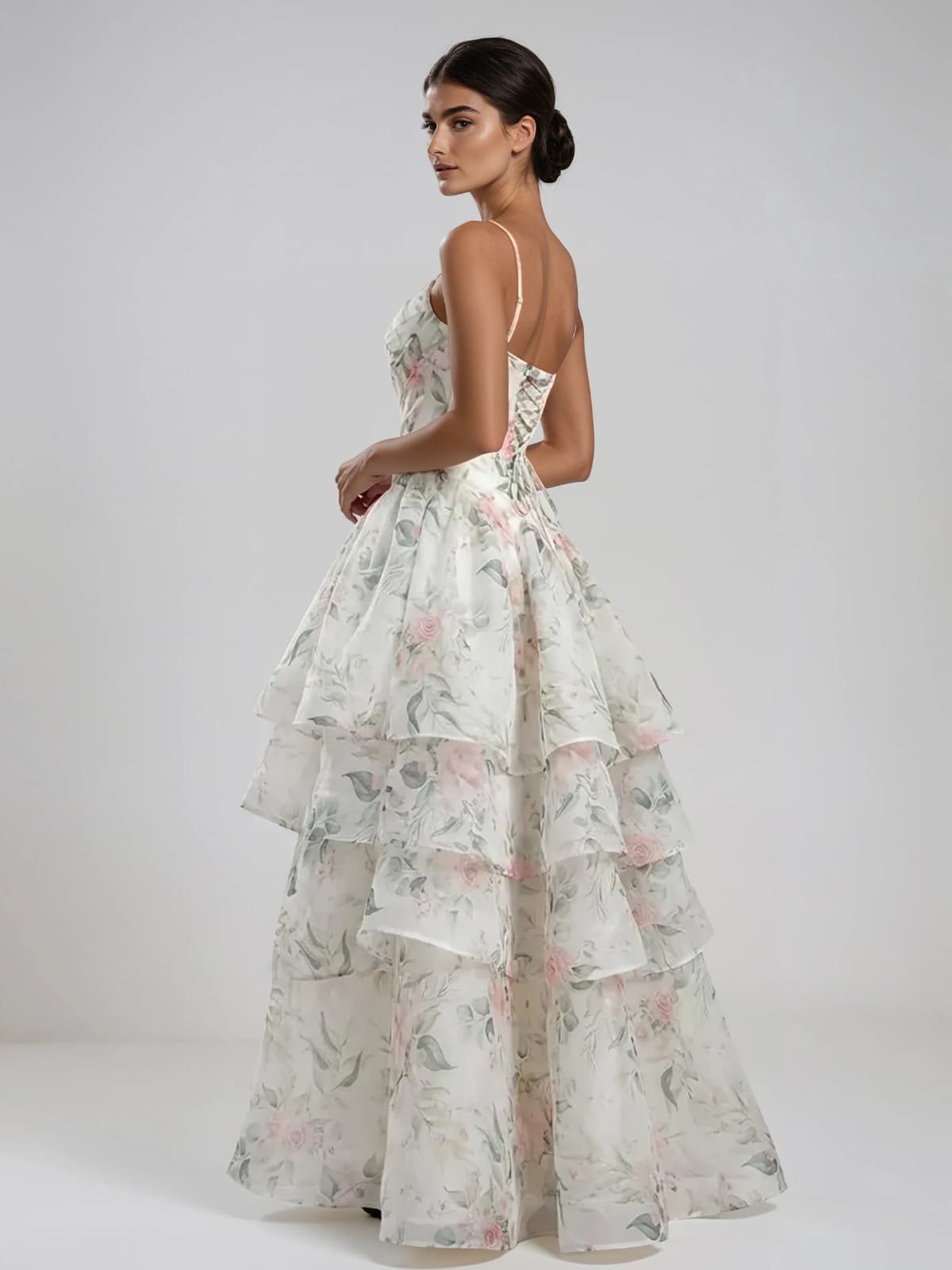 Fyraxen Spaghetti Floral Tiered Maxi Dress 3
