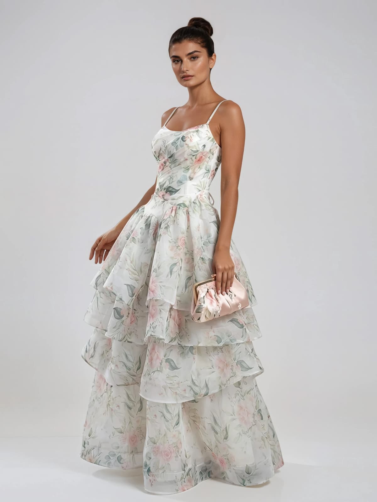 Fyraxen Spaghetti Floral Tiered Maxi Dress 2