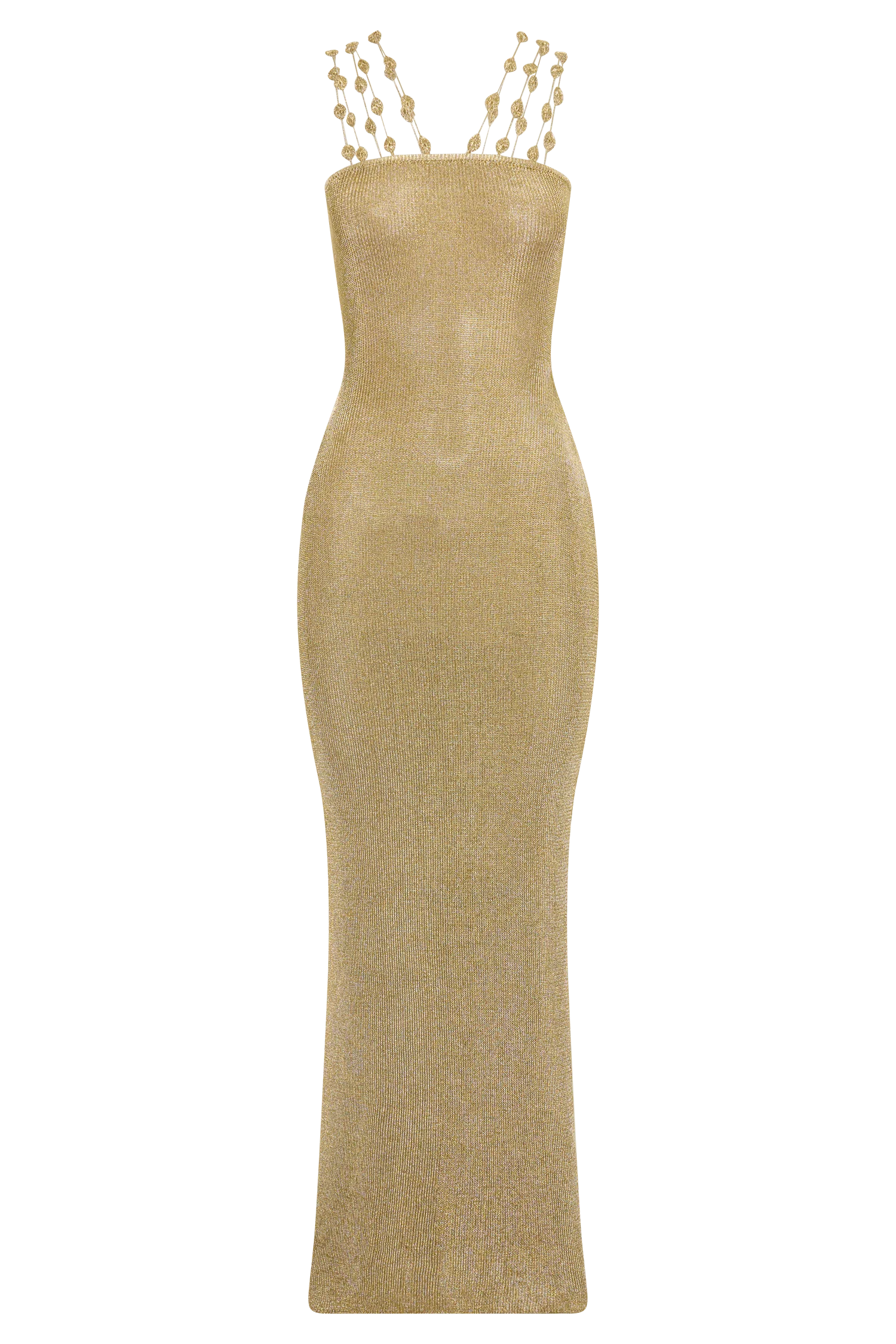 Shami Lurex Maxi Dress With Flowers - Gold