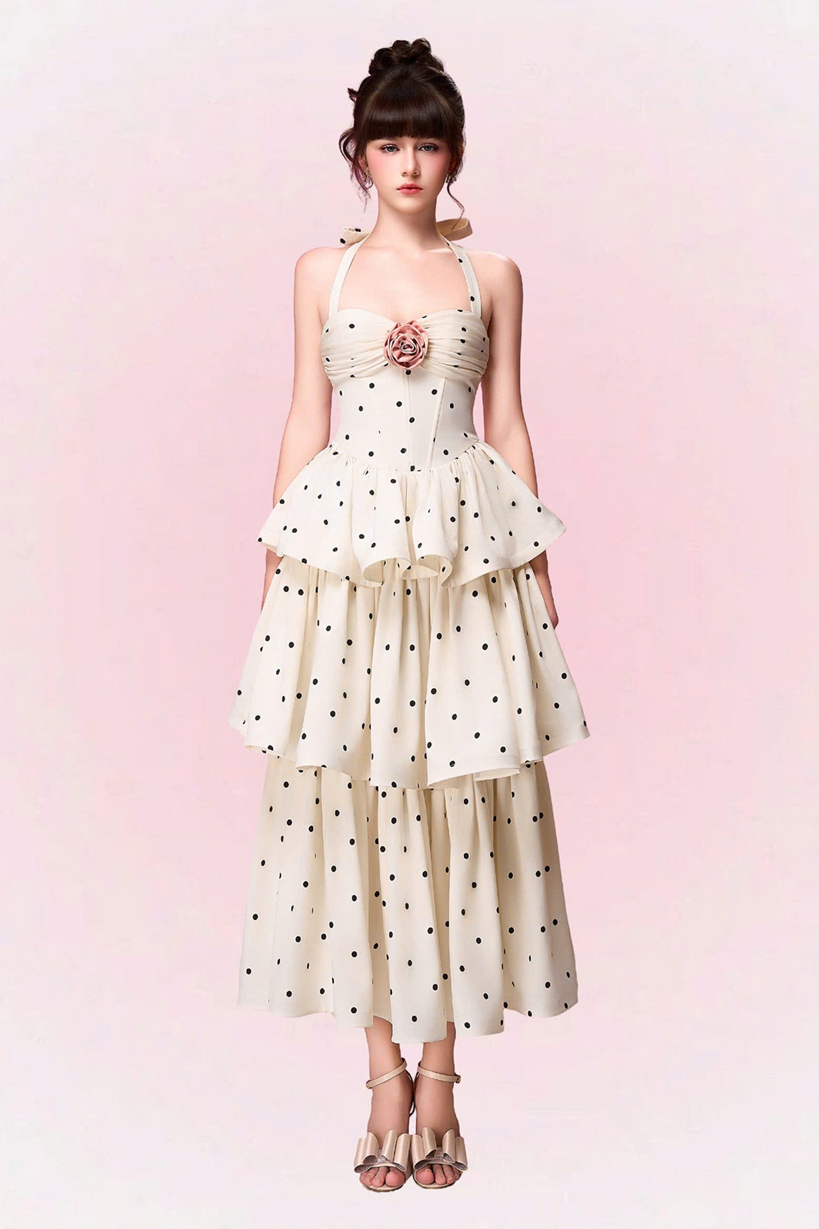 Hazel Halter Applique Midi Dress 1