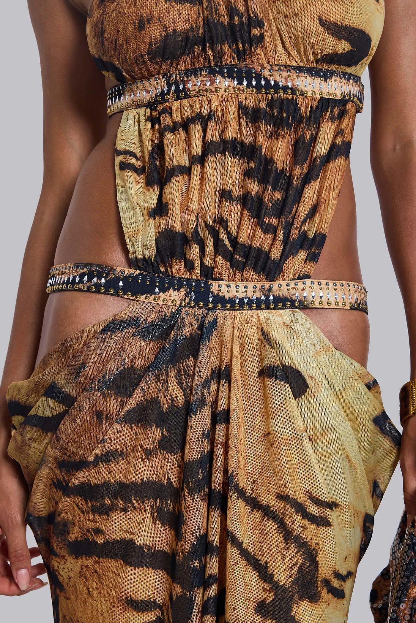 Saffra Cut Out Maxi Dress in Tiger