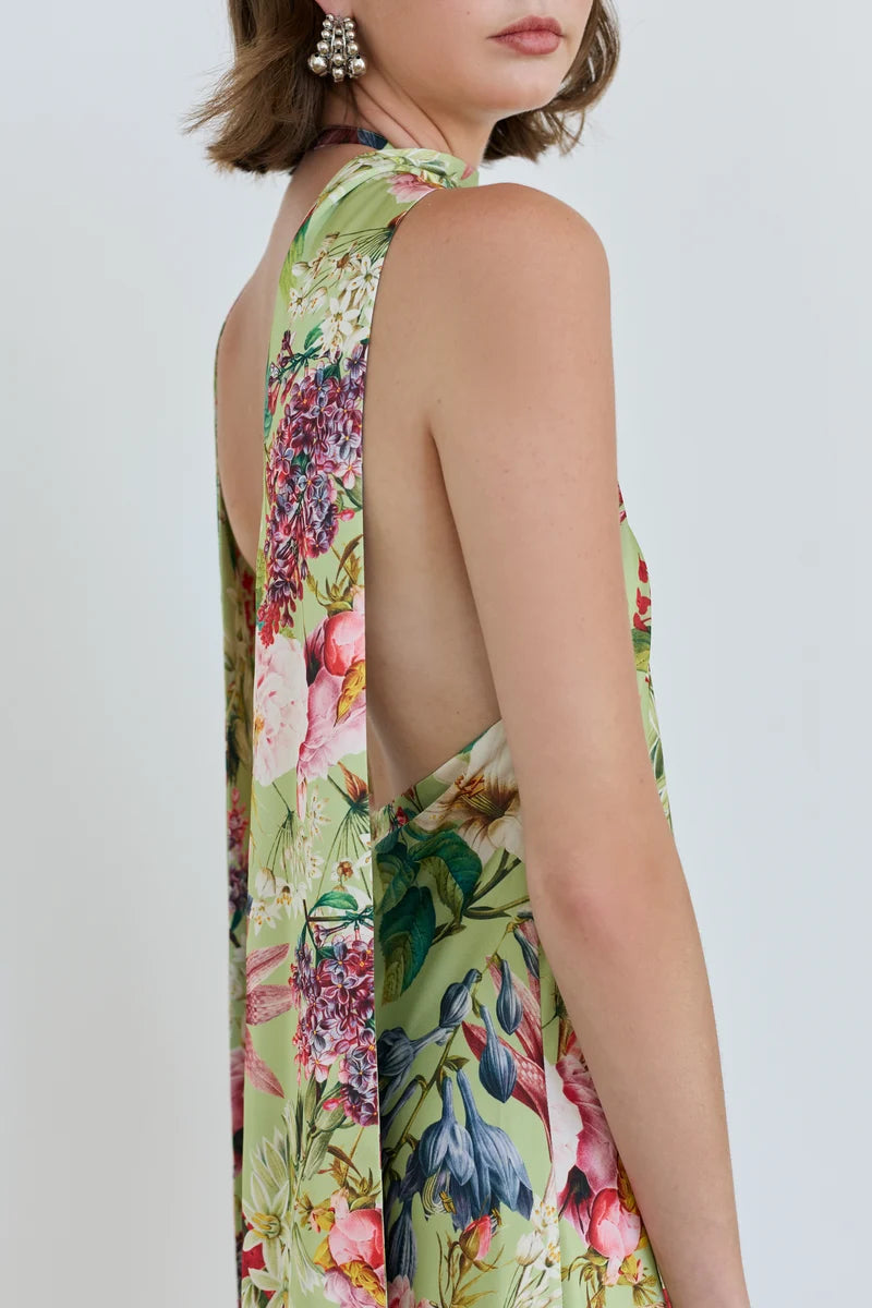 Maliya Feather Dress in Eden Tapestry