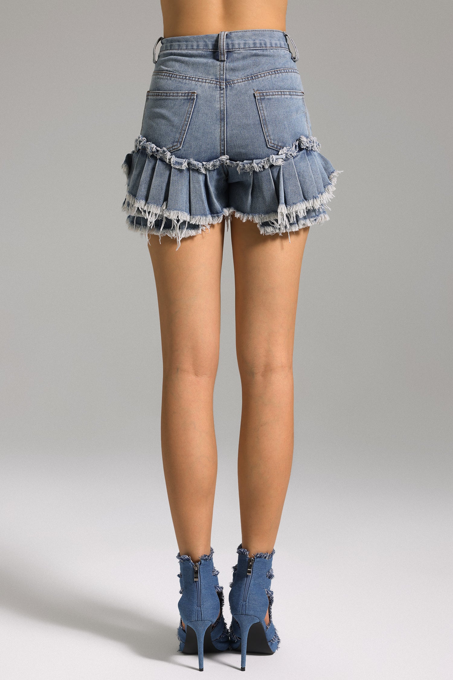 Kyli Pleat Denim Shorts