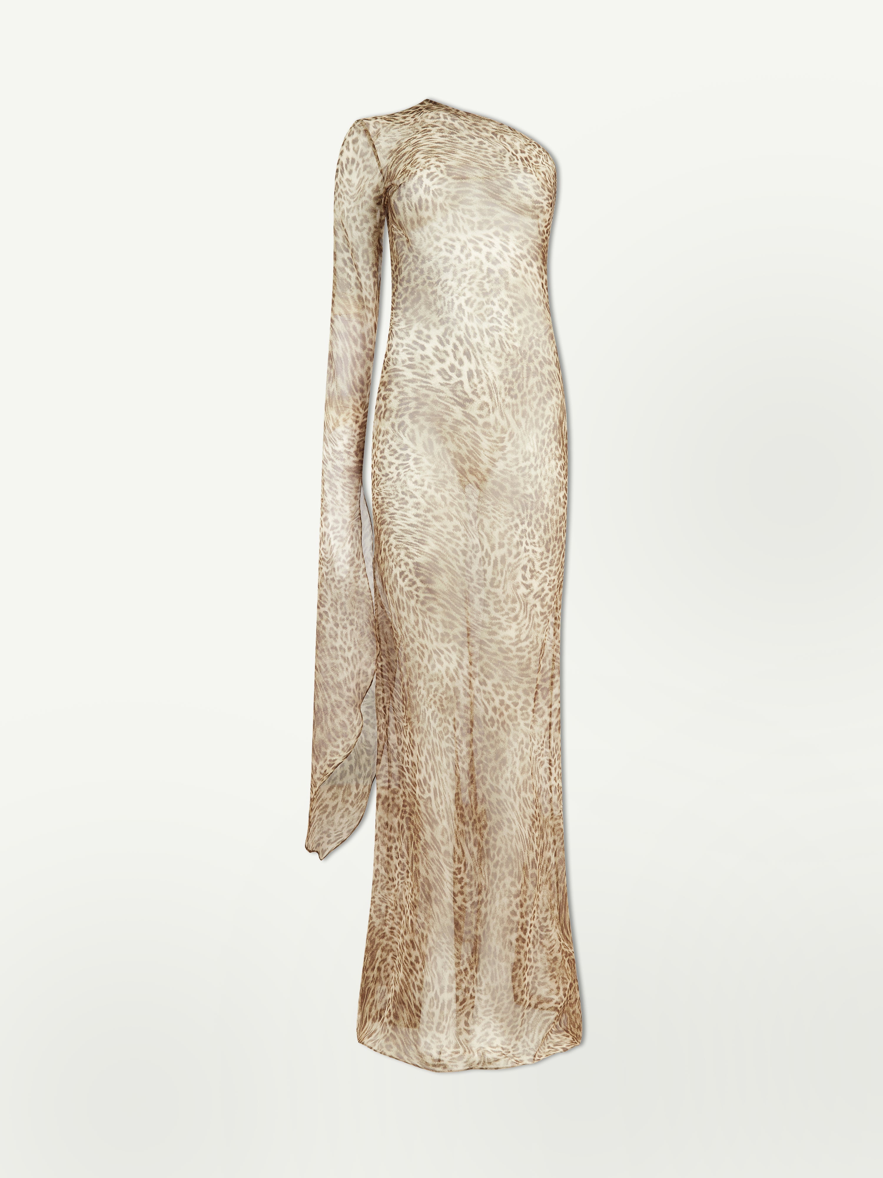 One Shoulder Leopard Print Maxi Dress