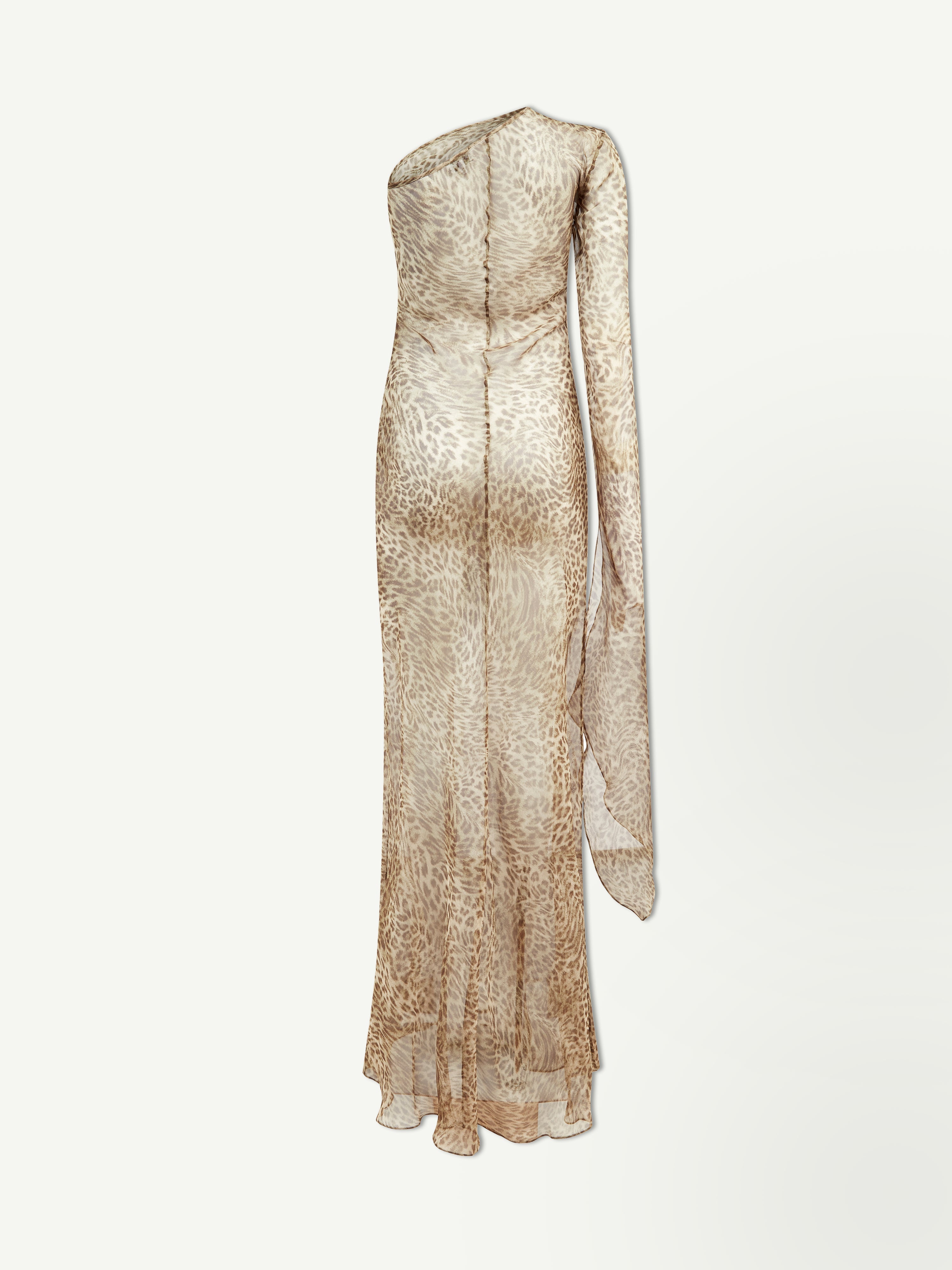 One Shoulder Leopard Print Maxi Dress