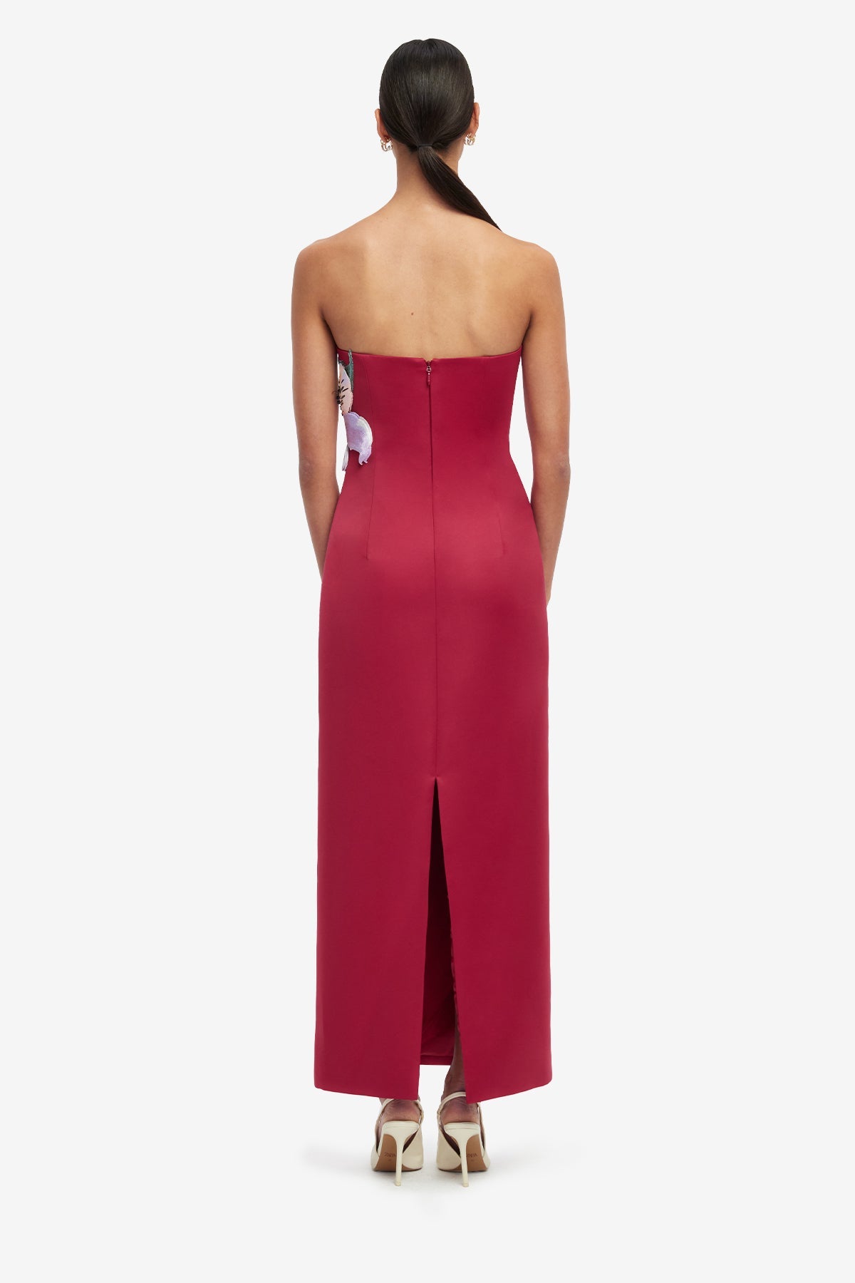 Floral Maxi Dress - Lily Print in Oxblood