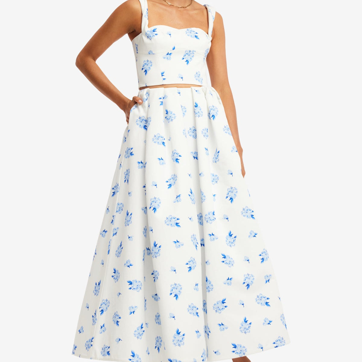 Lexi Top - Ditsy Floral Print in Snow 3