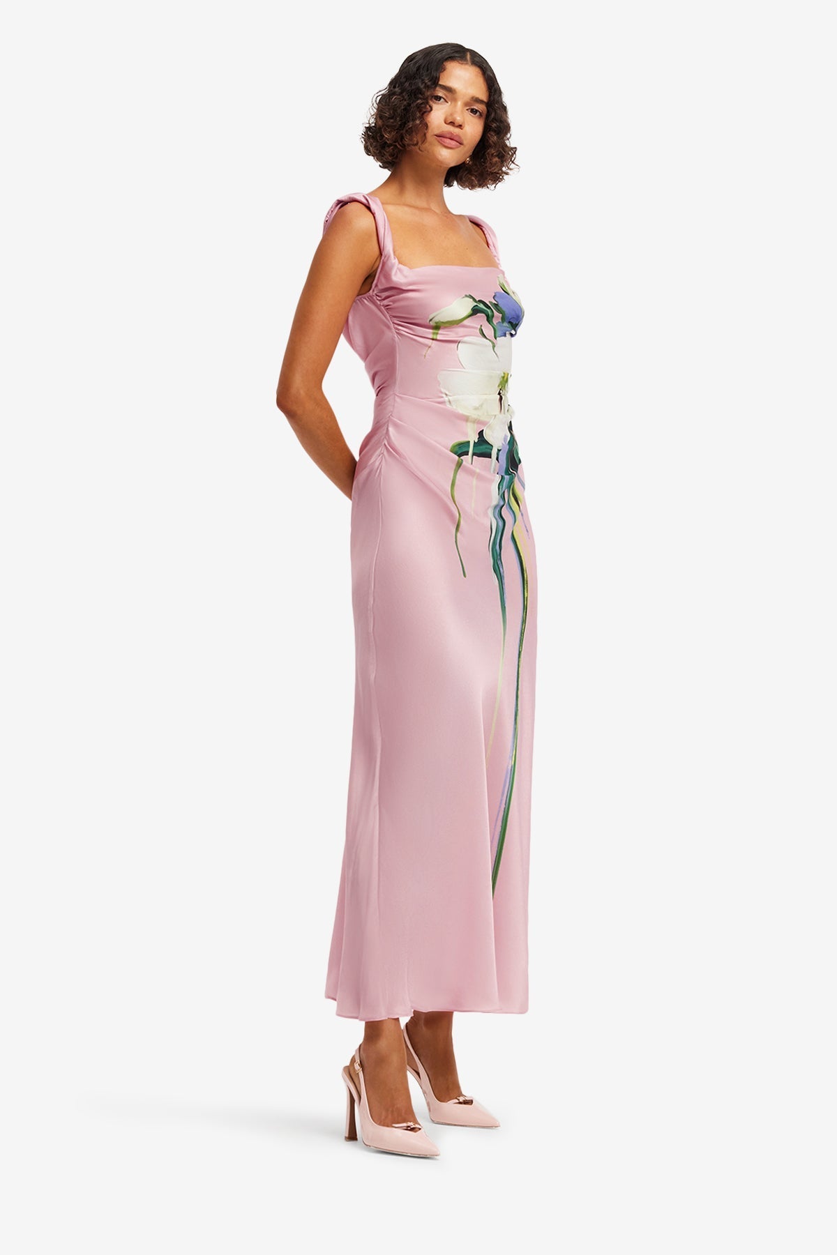 Valentina Maxi Dress - Bouquet Print in Pastel Pink
