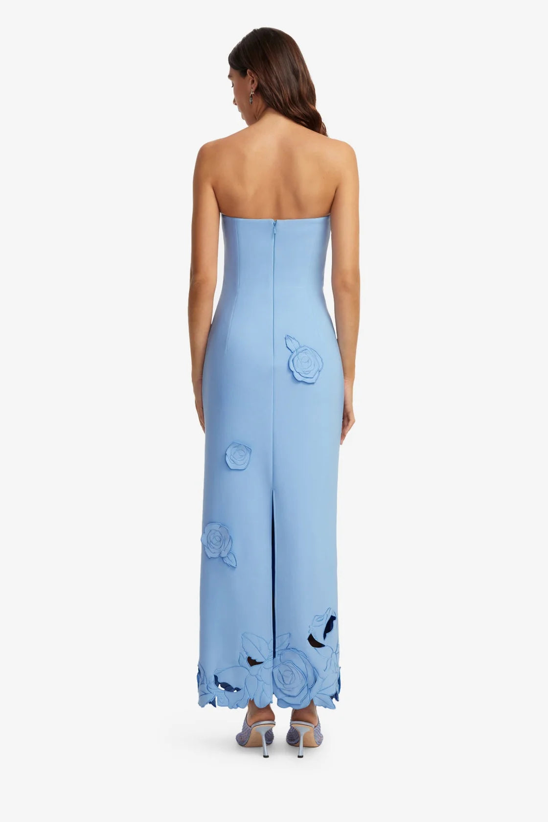Rayna Appliqué Bustier Maxi Dress - Pastel Blue
