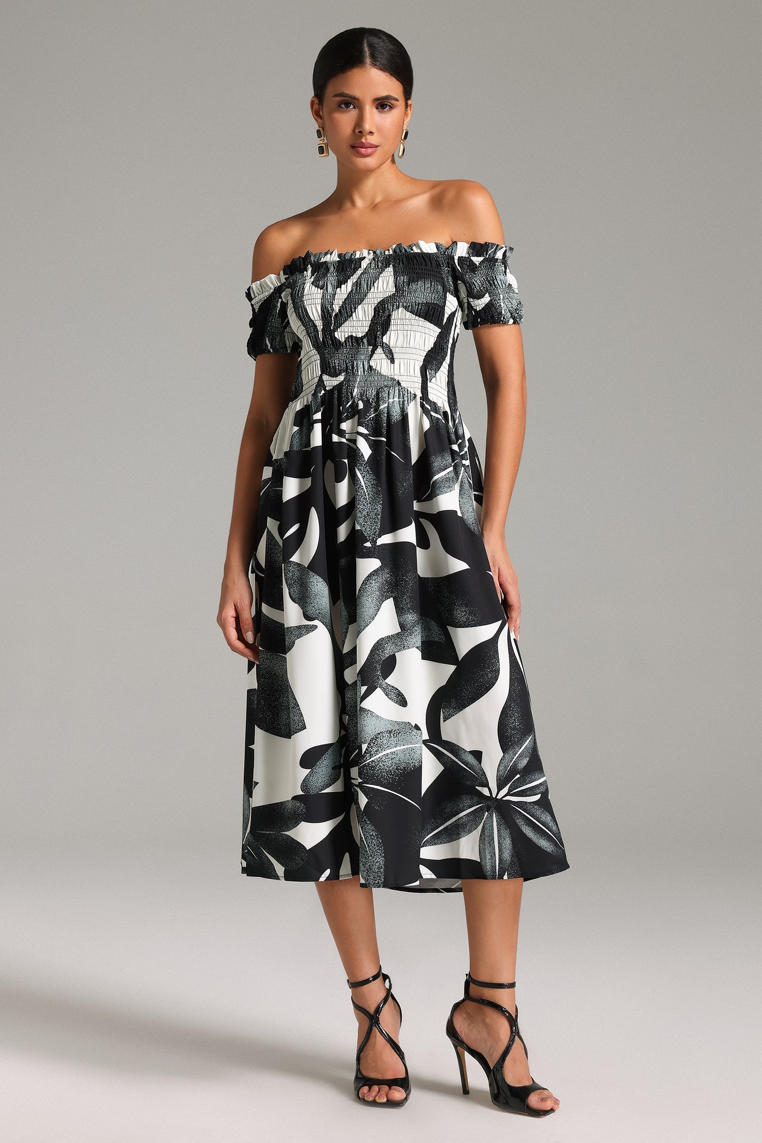 Lorena Off-shoulder Smocking Dress