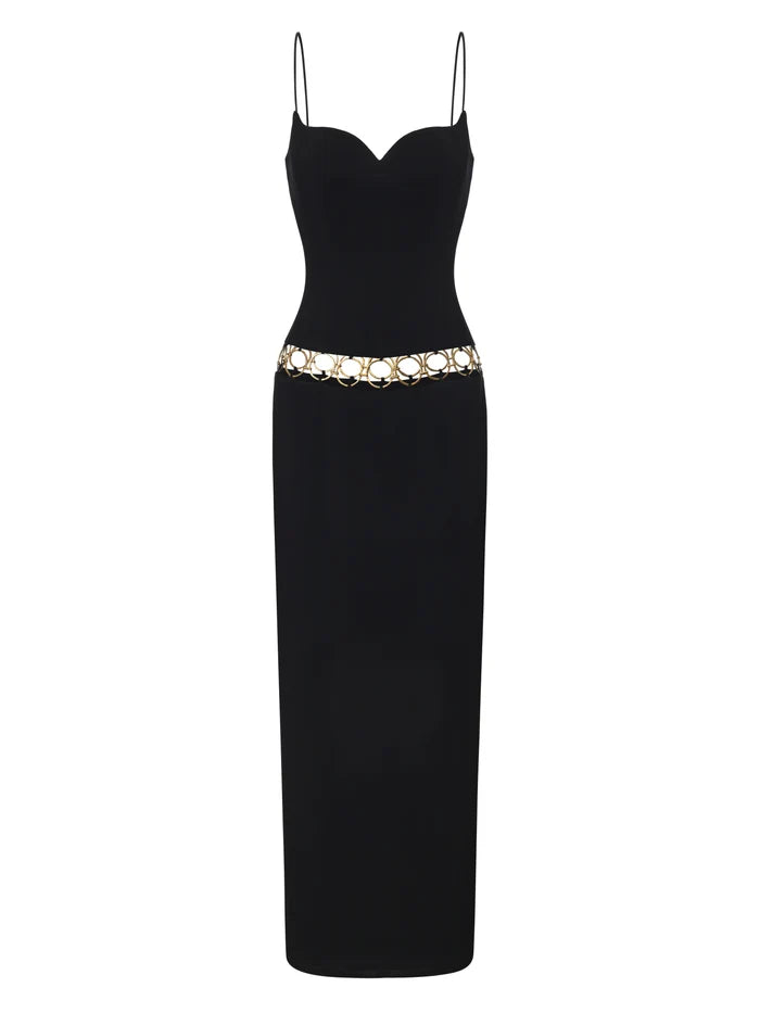 Luciana Ring-Cutout Black Dress | Nana Jacqueline
