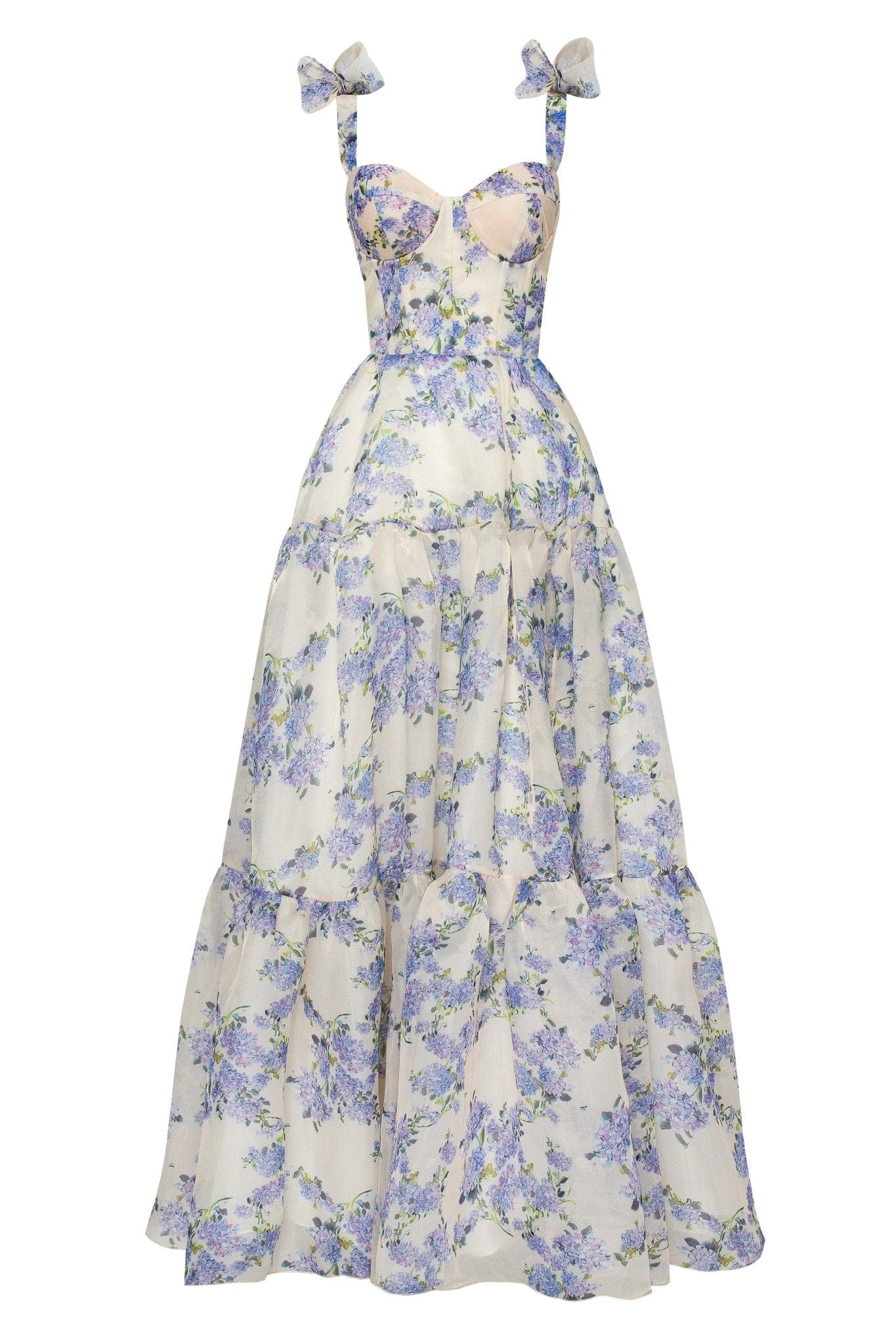 Hydrangea Tender floral maxi tie-strap dress 2