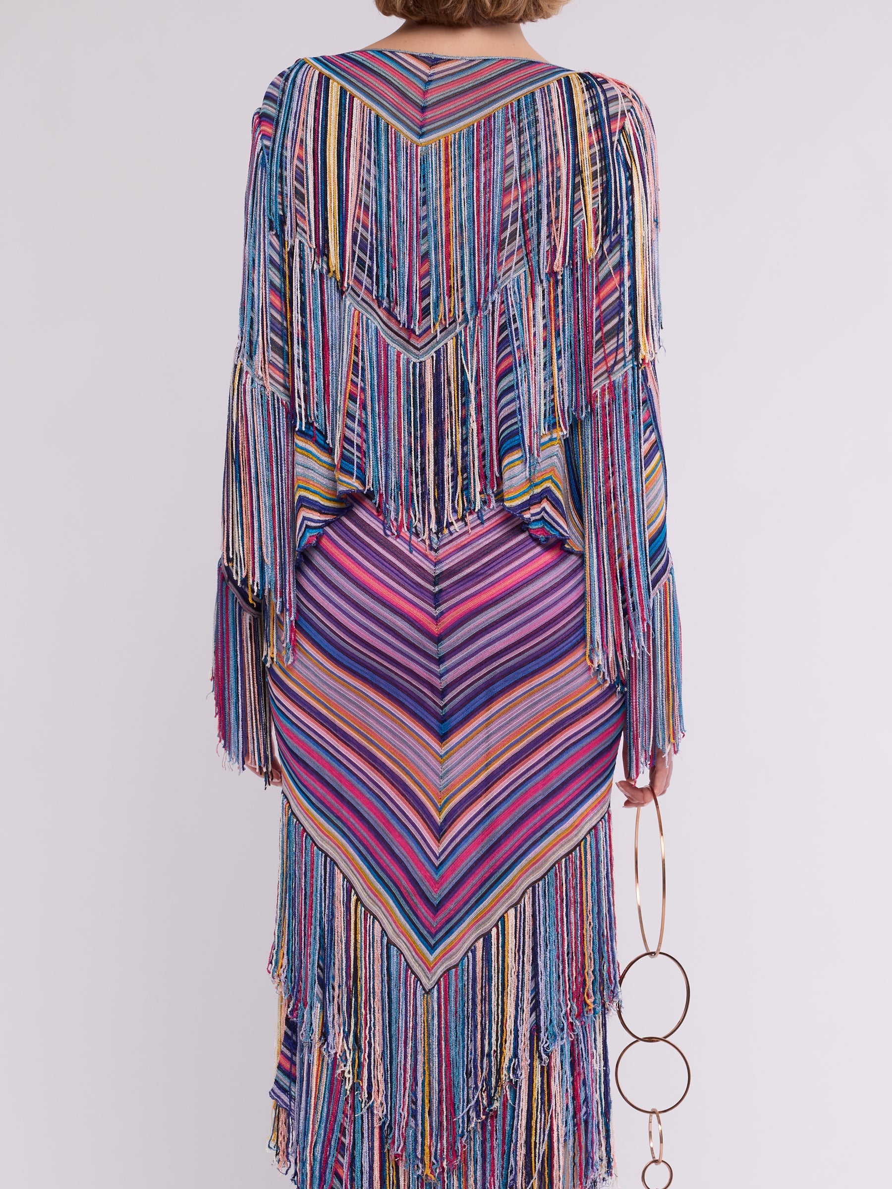 Missoni 2002 Chevron Knit Fringe Dress and Cardi 5