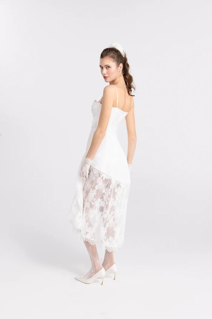Mirabelle Satin Maxi Dress: White Maxi Dress for Bridal Shower