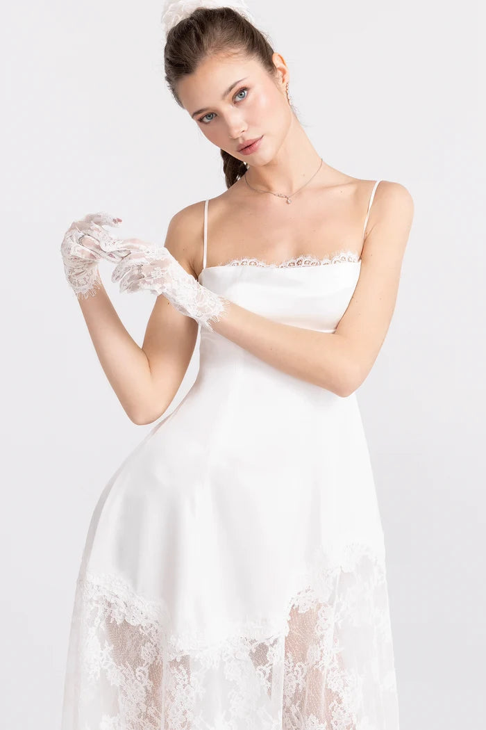 Mirabelle Satin Maxi Dress: White Maxi Dress for Bridal Shower