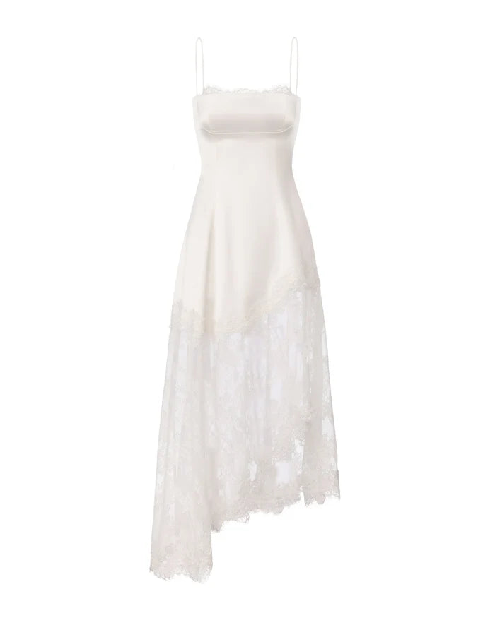 Mirabelle Satin Maxi Dress: White Maxi Dress for Bridal Shower