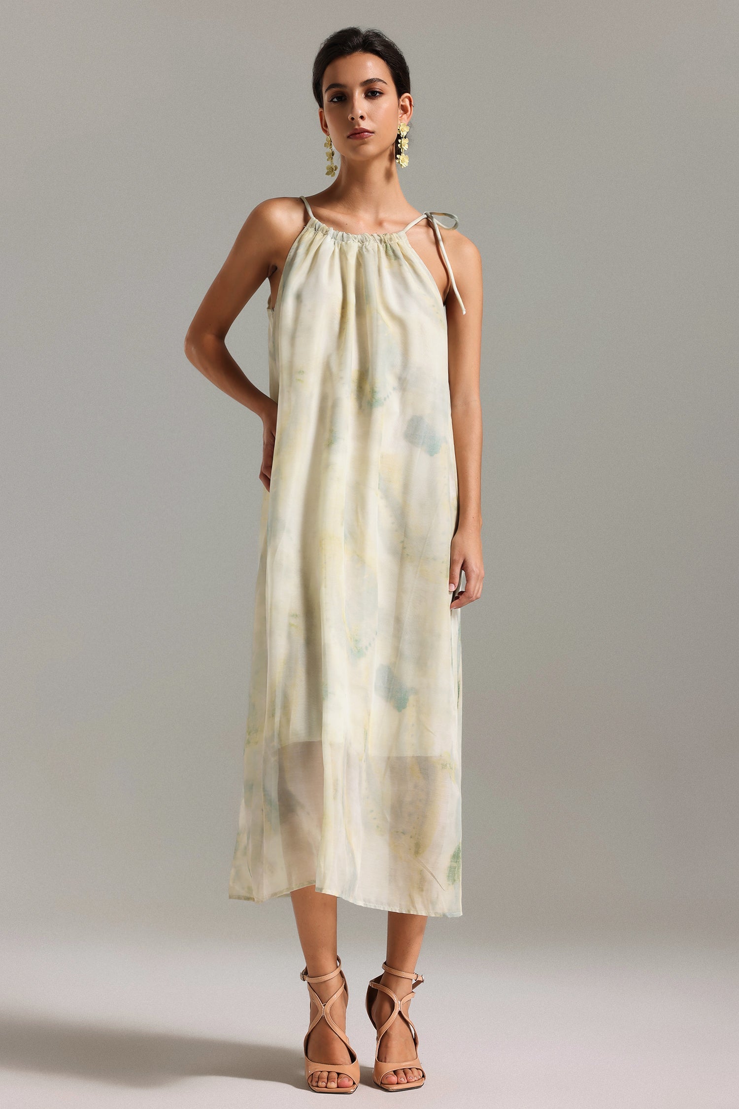 Nona Printed Sleeveless Midi Dress