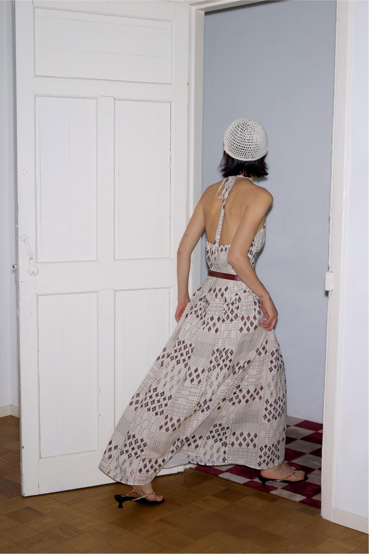 Boho Ramie Halter Neck Dress
