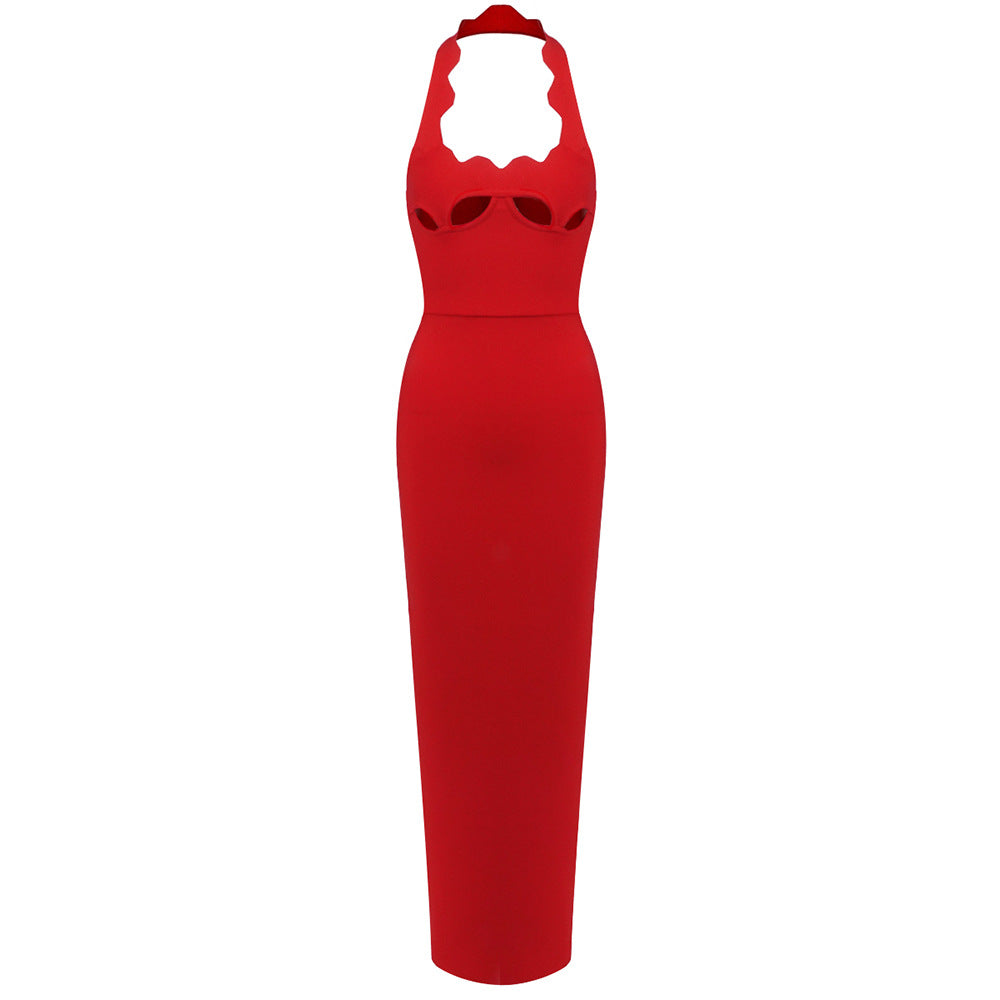 Retro French black long dress