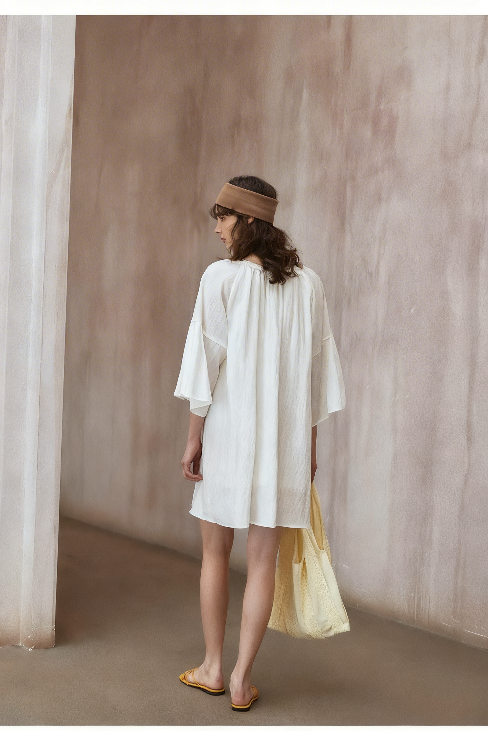 Ysa Minimalist Boho Drawstring White Mini Dress