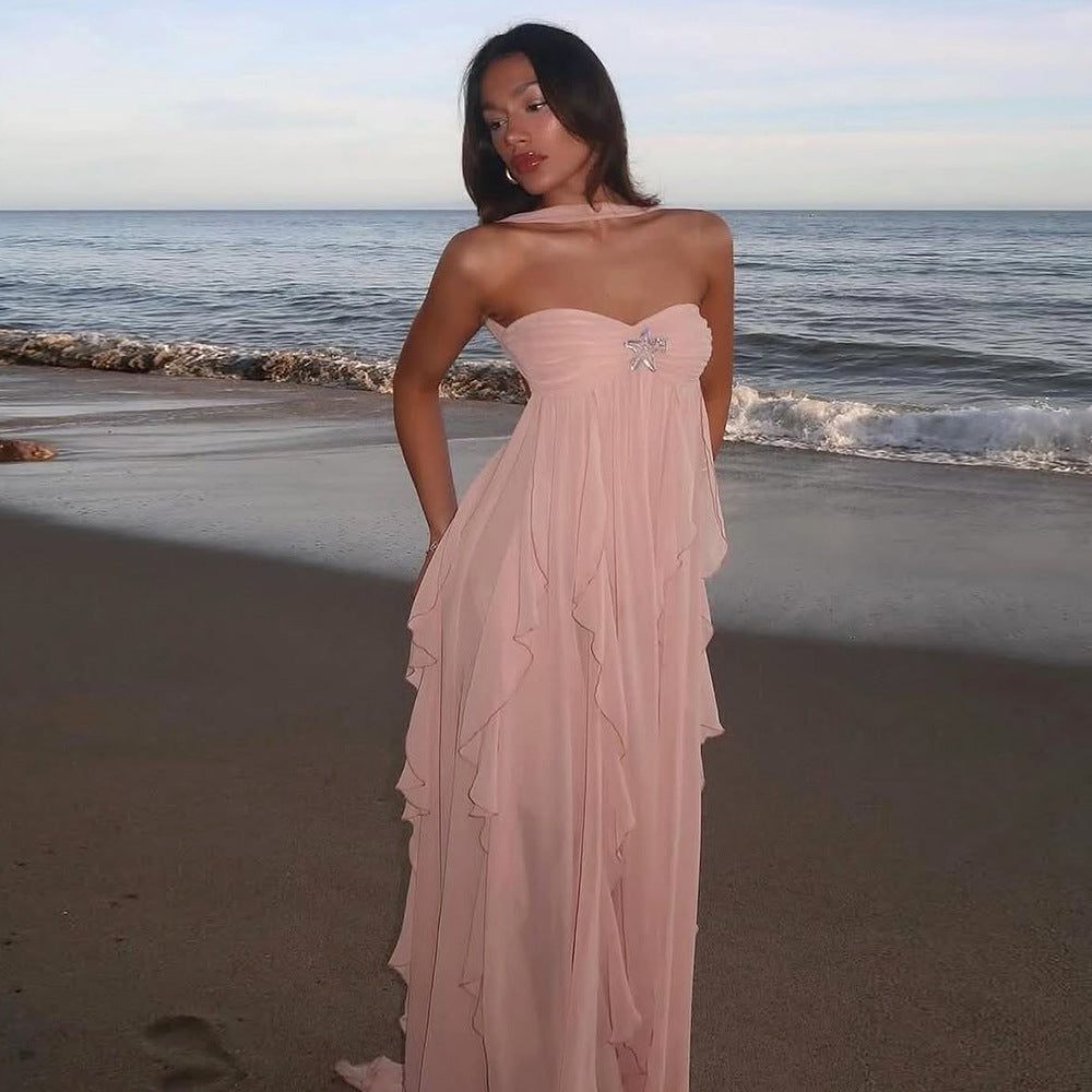 Sexy backless halter dress
