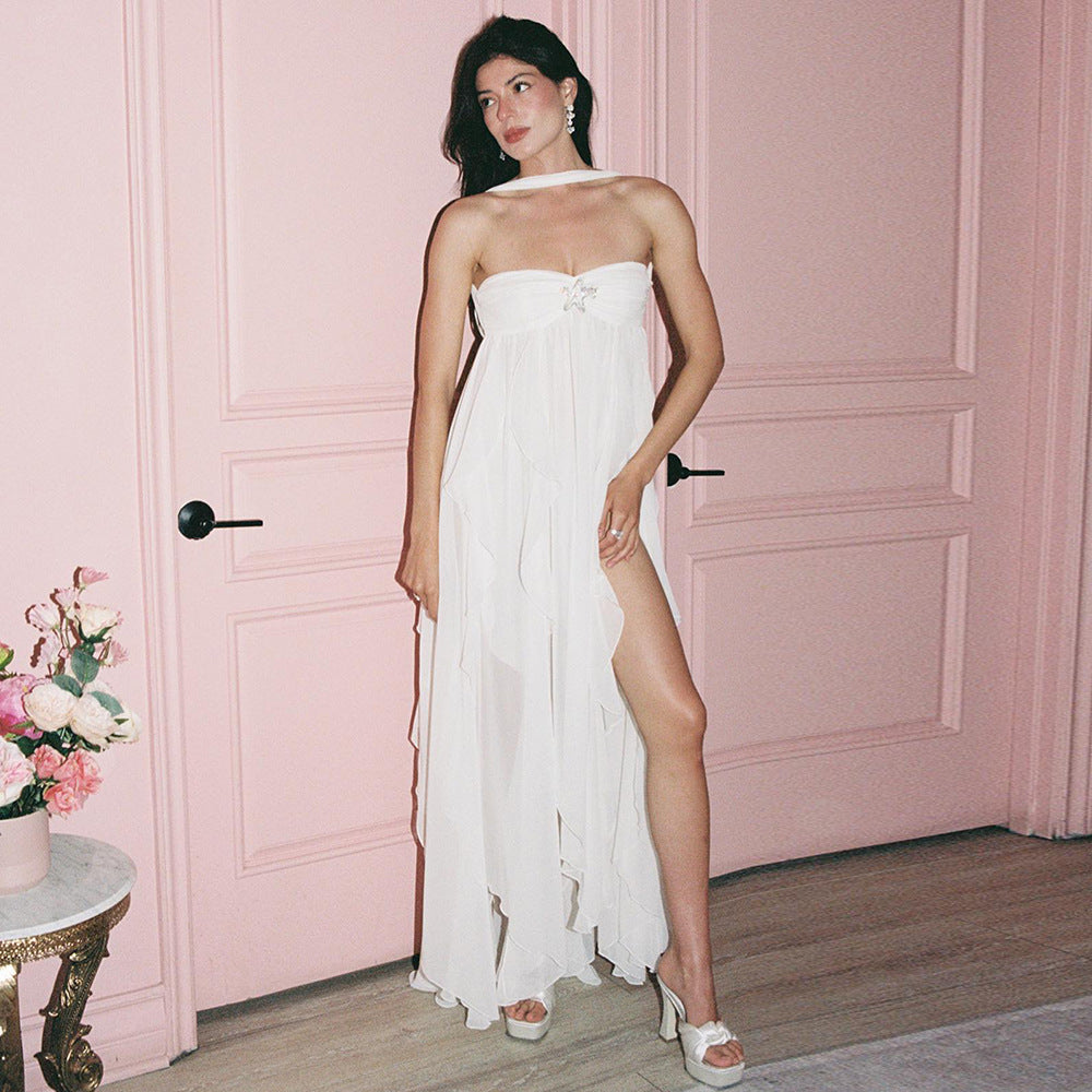 Sexy backless halter dress