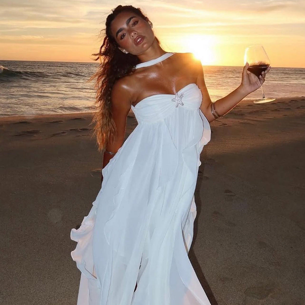Sexy backless halter dress