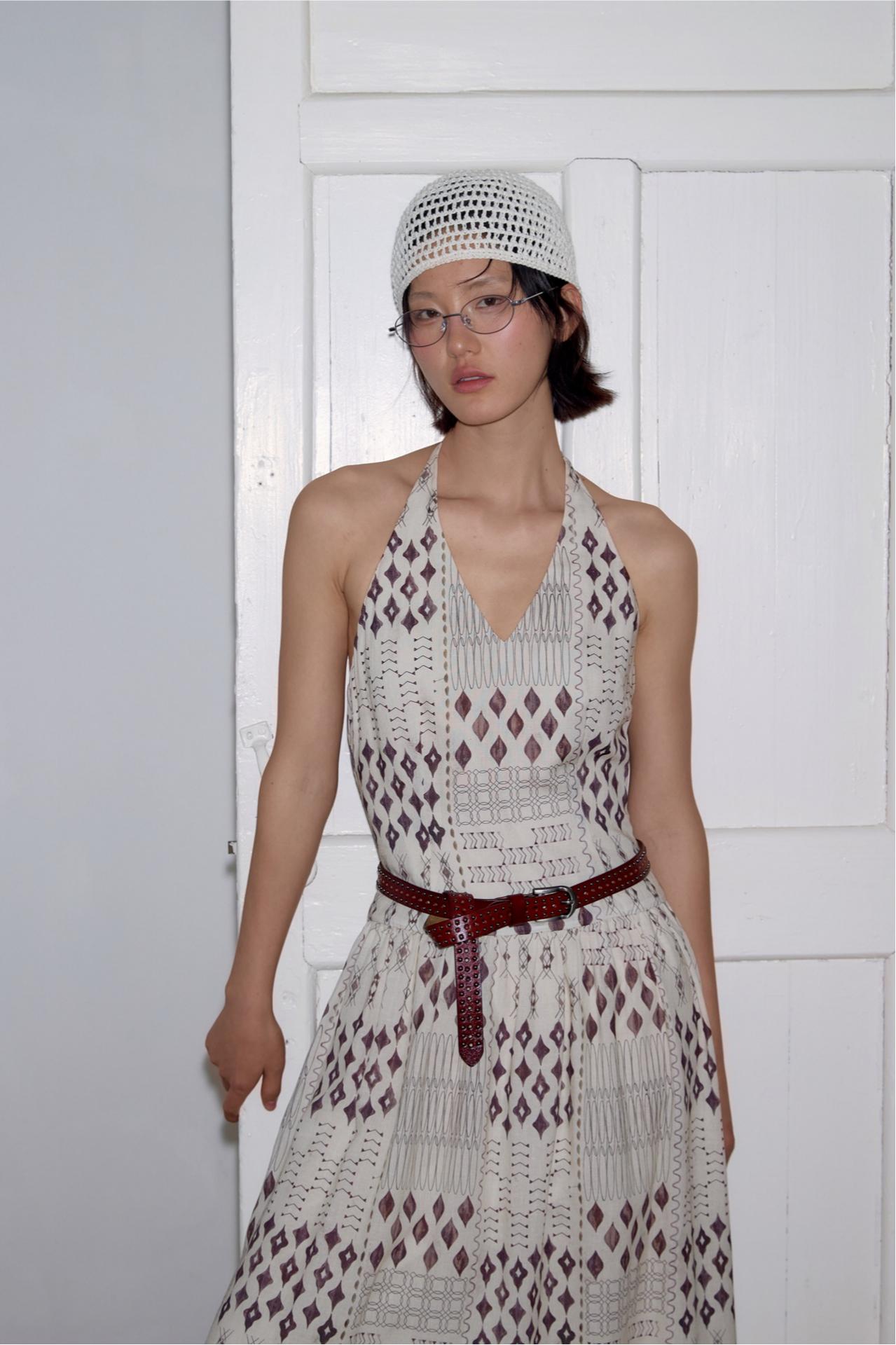 Boho Ramie Halter Neck Dress