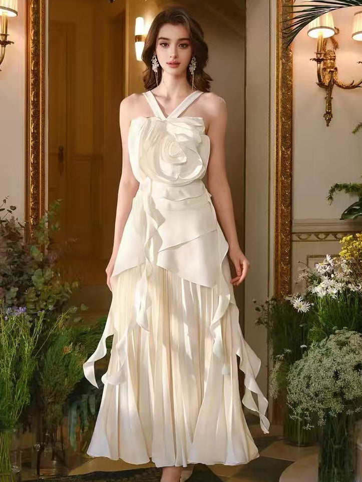 Rosette Ruffle Maxi Dress