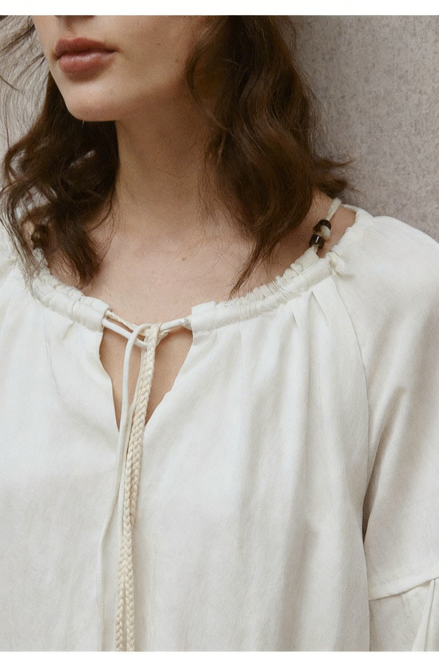 Ysa Minimalist Boho Drawstring White Mini Dress