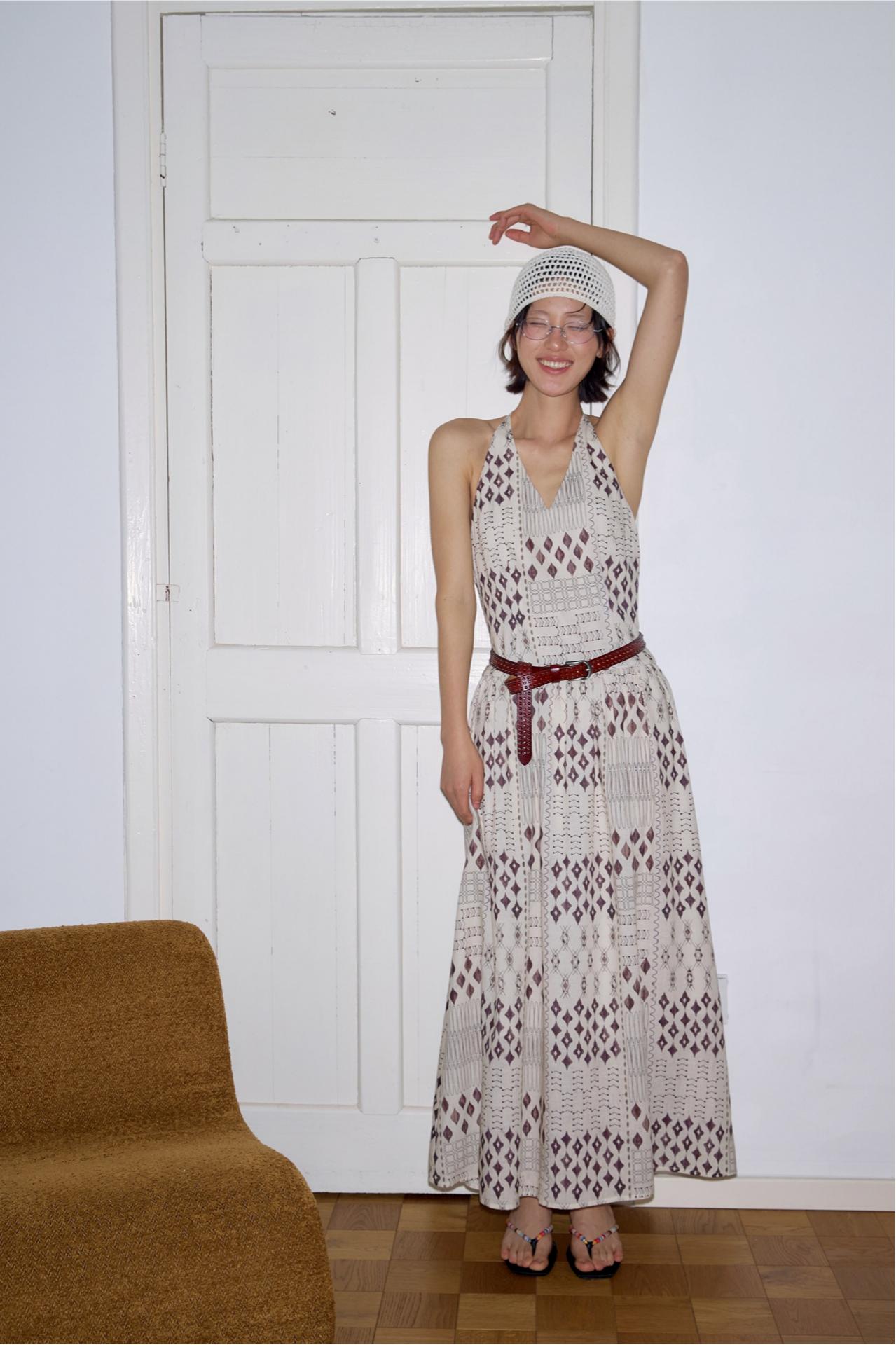 Boho Ramie Halter Neck Dress