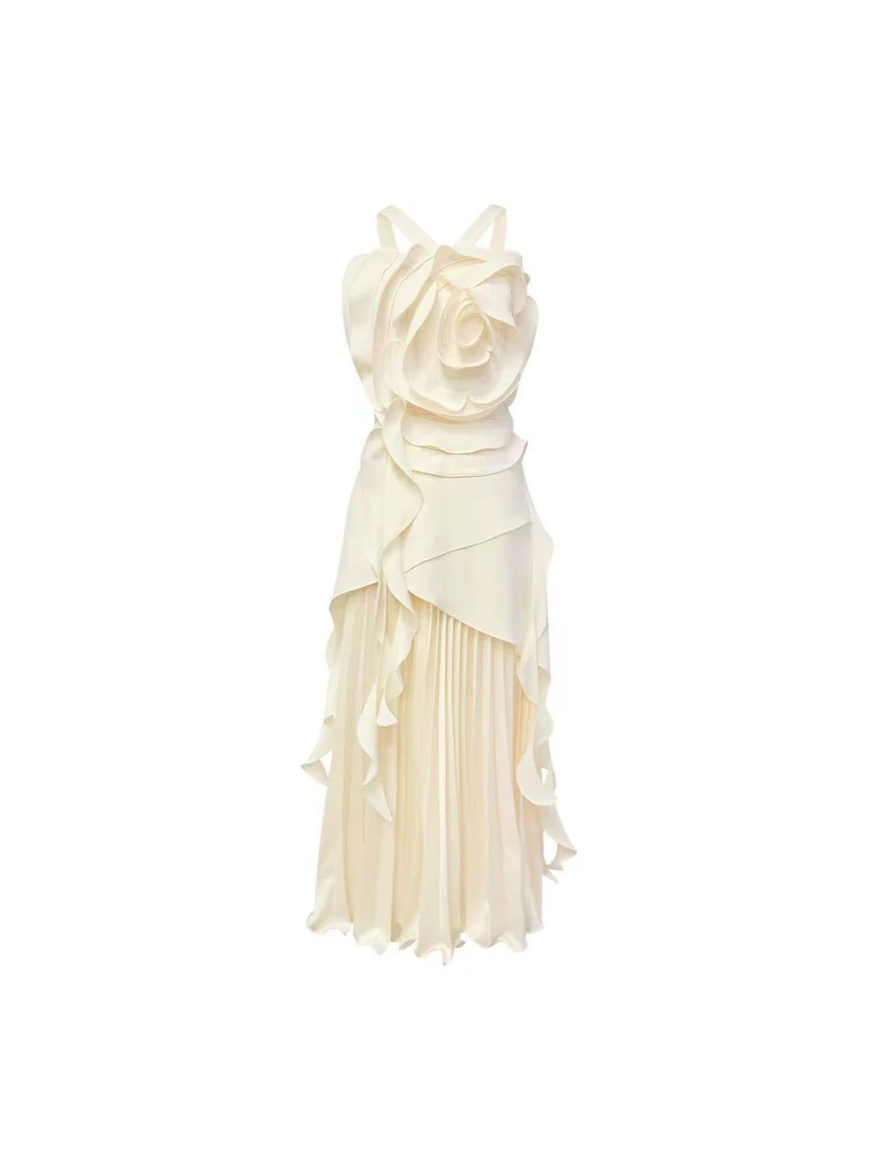 Rosette Ruffle Maxi Dress