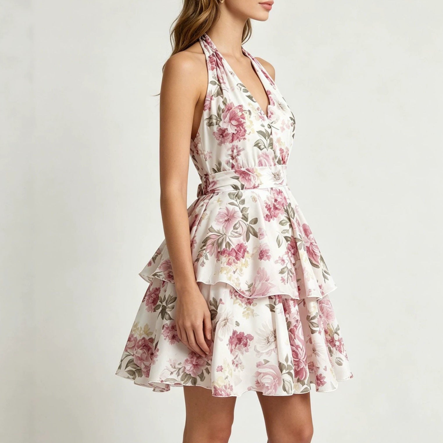 Elowen Floral Halter Mini Dress