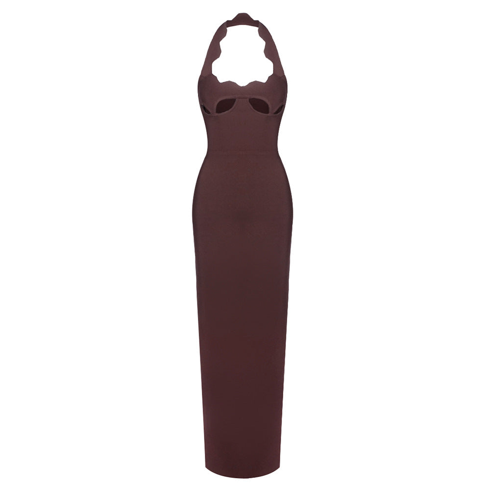 Retro French black long dress