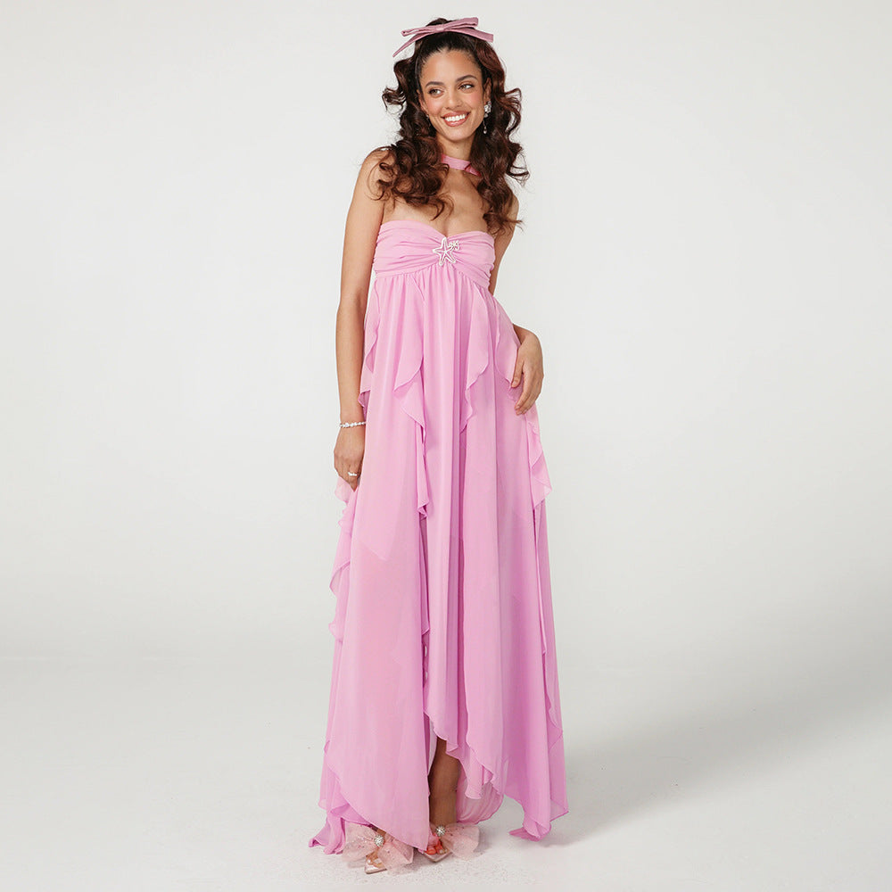 Sexy backless halter dress