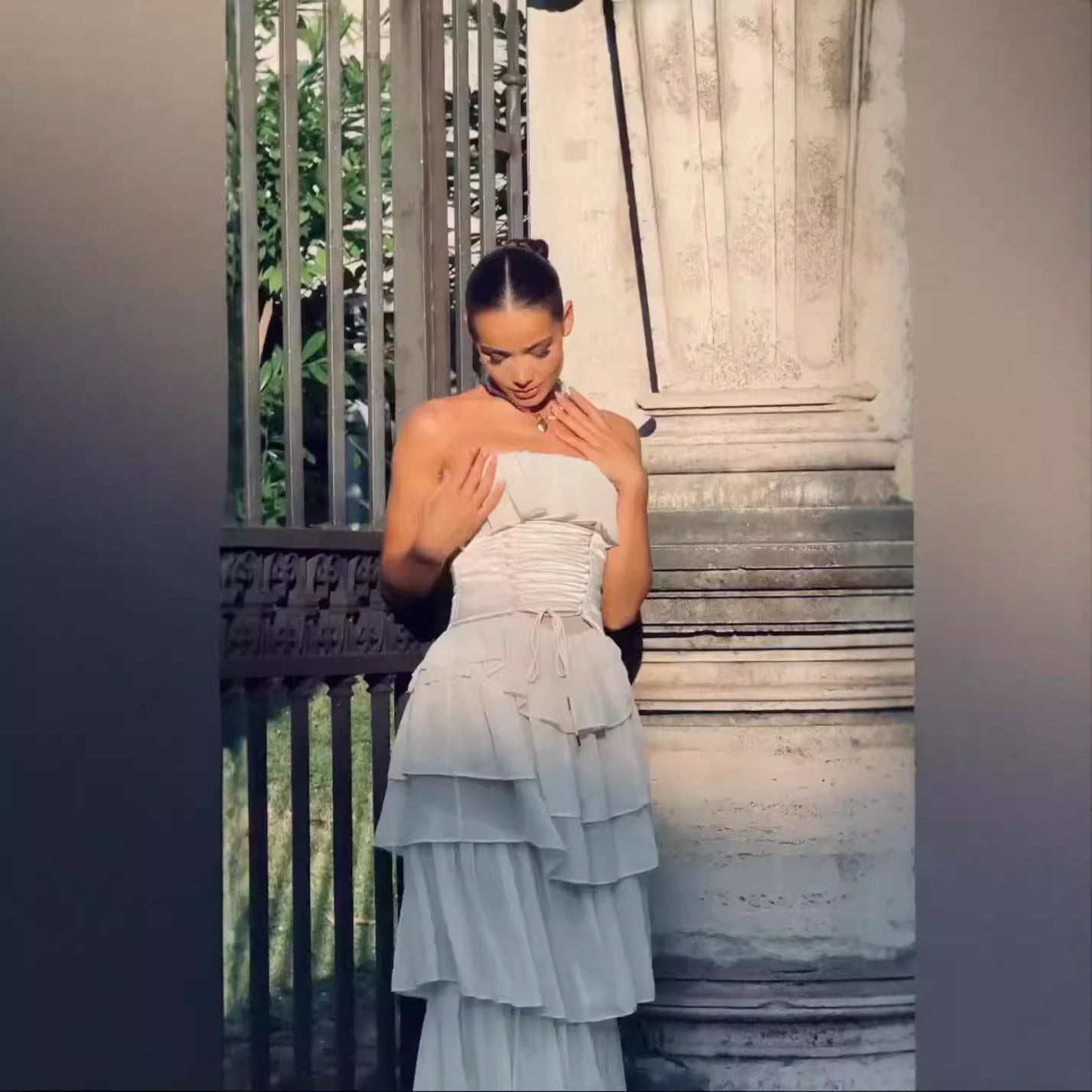New strapless evening dress